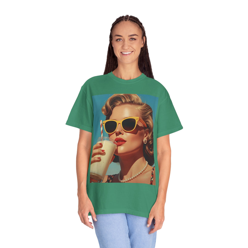 Retro Pop Art Summer Vibe T-shirt | Unisex Garment-Dyed Tee, Vintage Style Shirt, Trendy Summer Wear, Perfect Gift for Her, Casual Everyday Top
