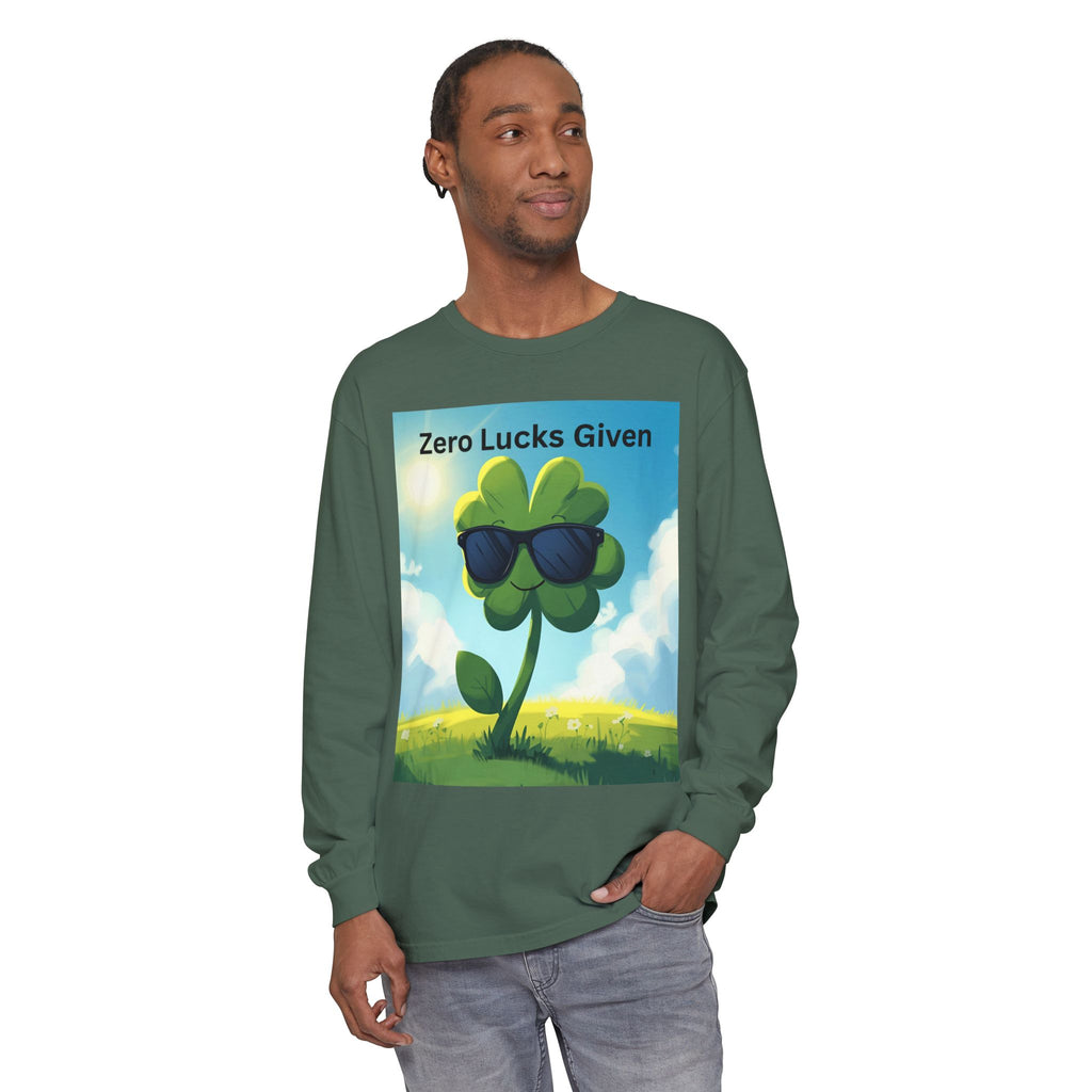Zero Lucks Given Unisex Garment-dyed Long Sleeve T-Shirt