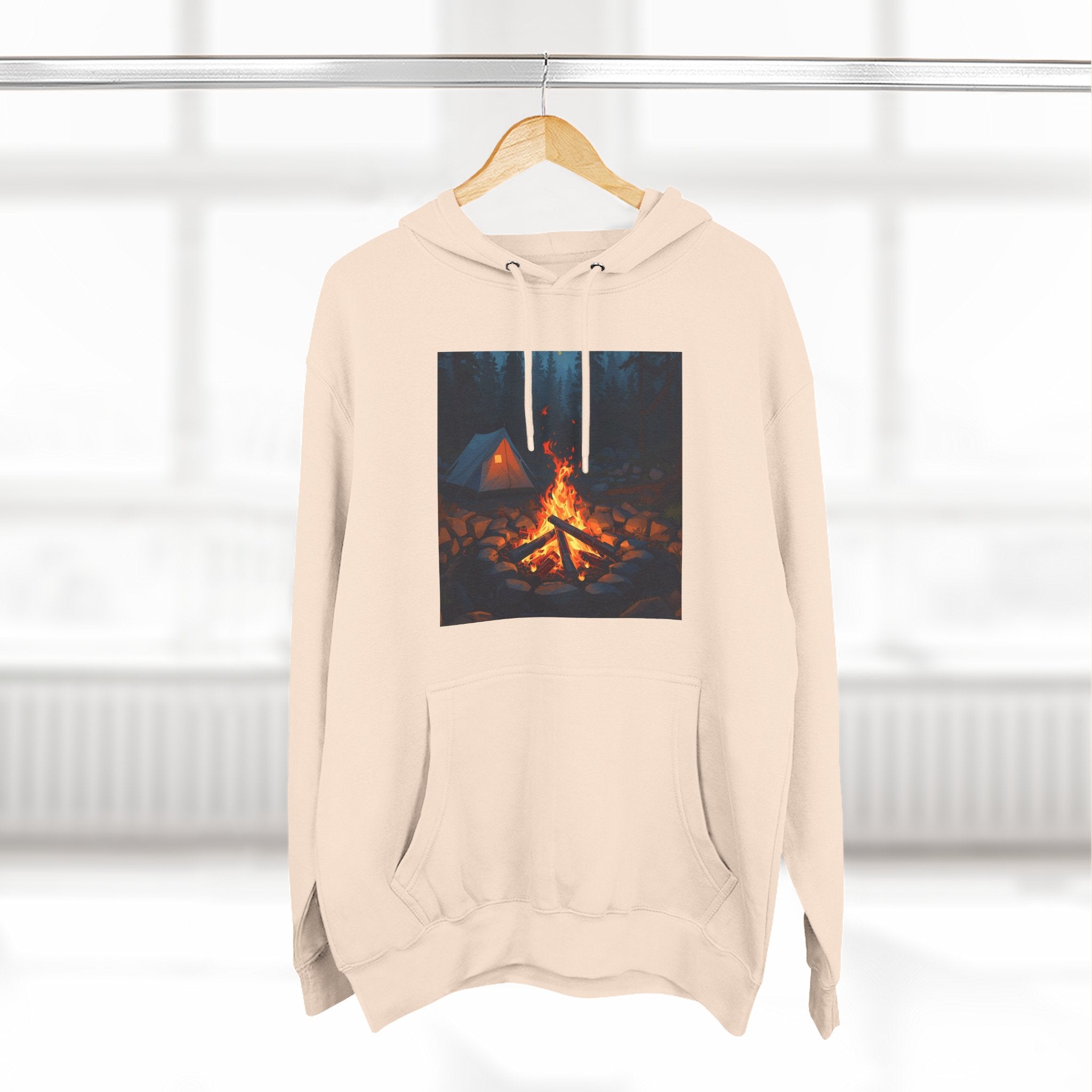 Cozy Campfire Fleece Hoodie, Outdoor Adventure Sweatshirt, Camping Gift, Warm Hoodie, Nature Lover Apparel