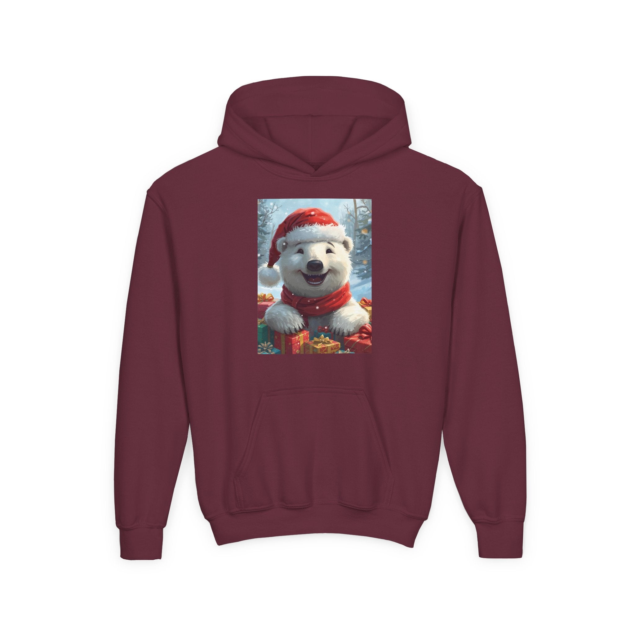 Christmas Bear Youth Heavy Blend Hooded Sweatshirt