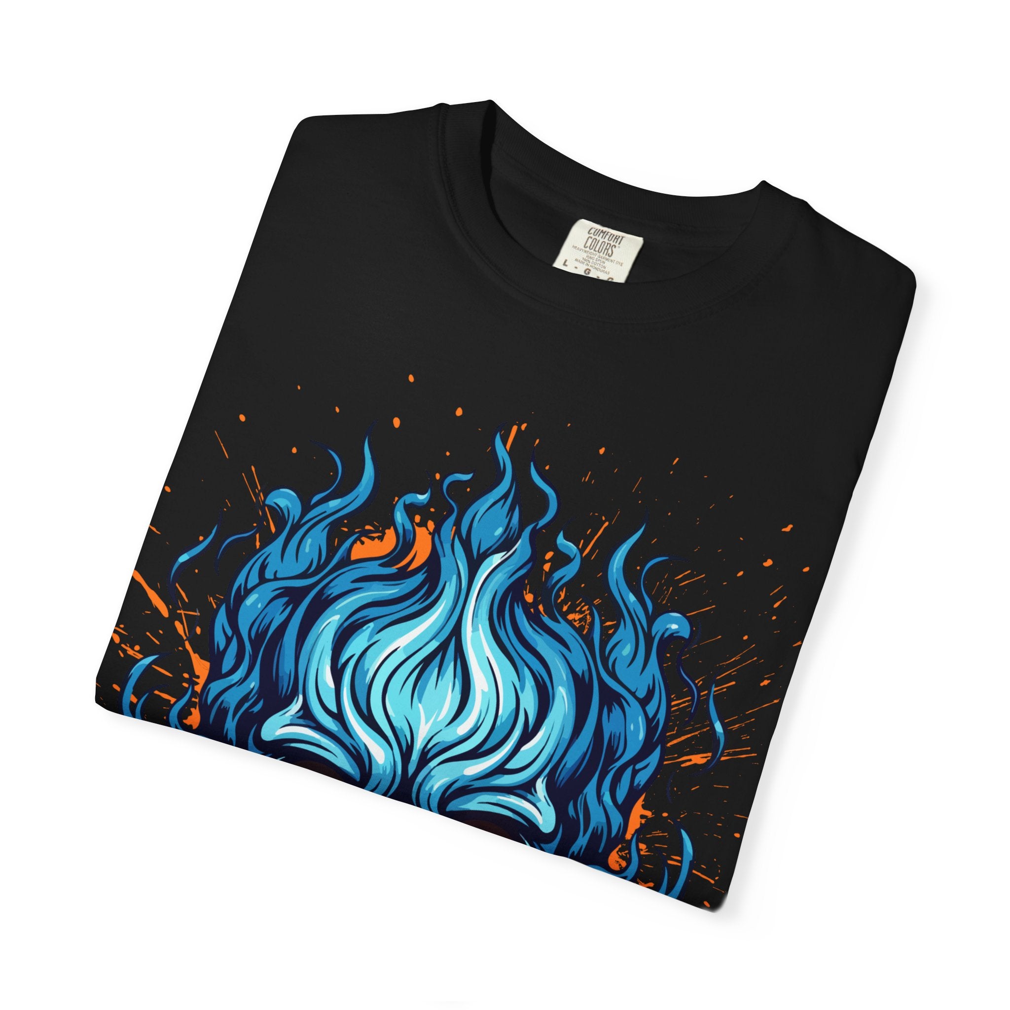 Flame Skull Graphic T-Shirt | Unisex Apparel for Rock Lovers, Halloween Costume, Edgy Style, Concert Fashion, Gift for Him/Her