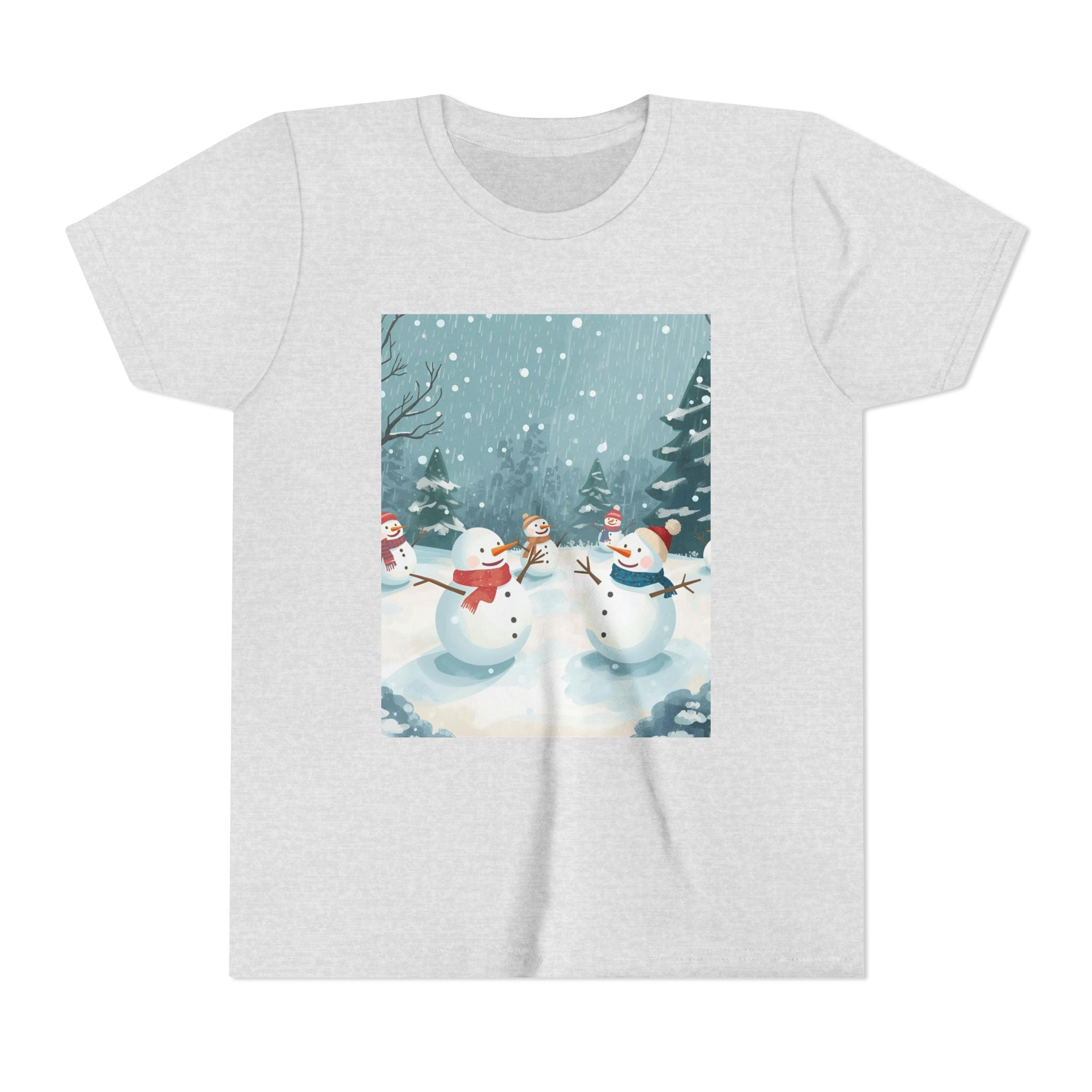Festive Christmas Snowman Youth Short Sleeve Tee