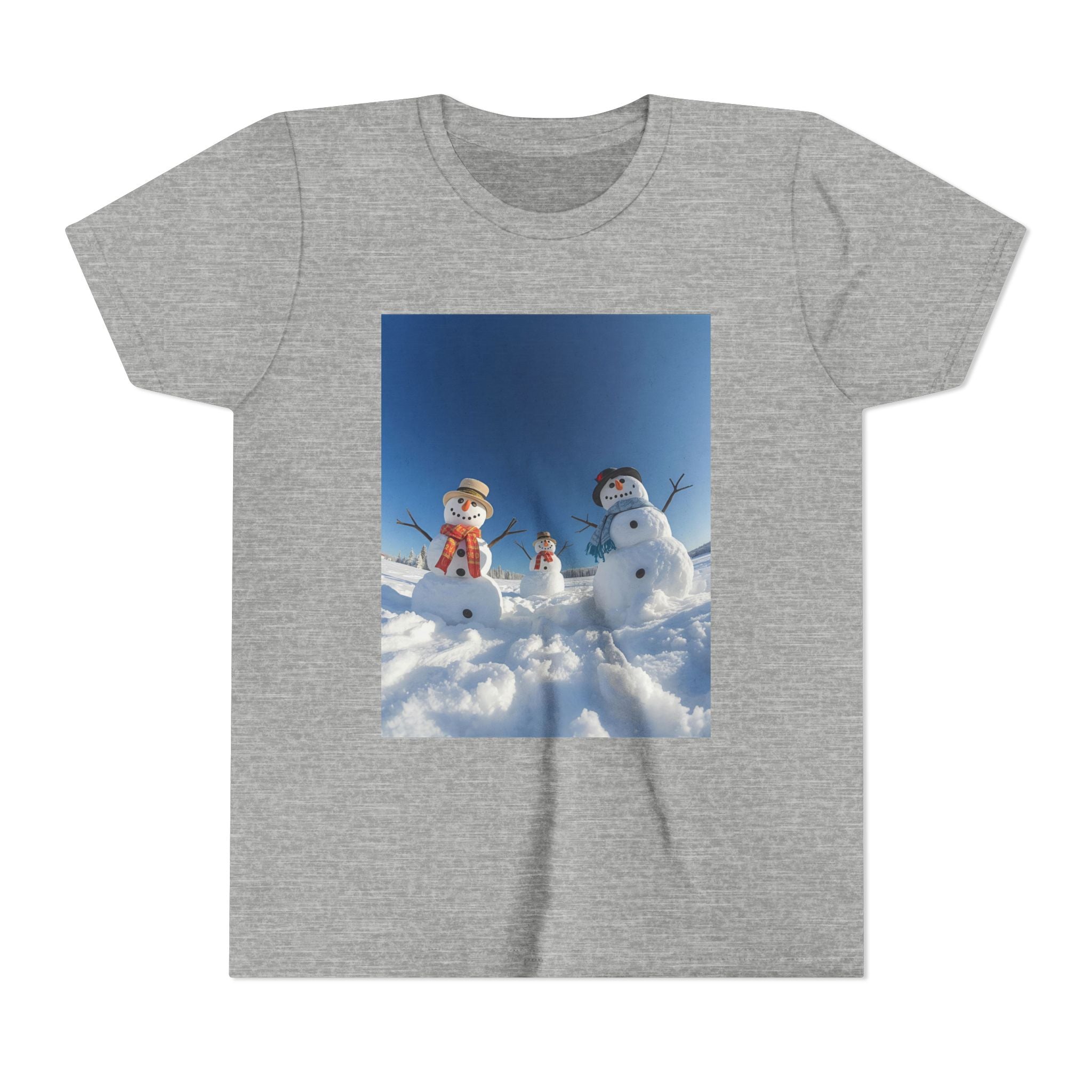 Festive Christmas Snowman Family Youth Short Sleeve Tee