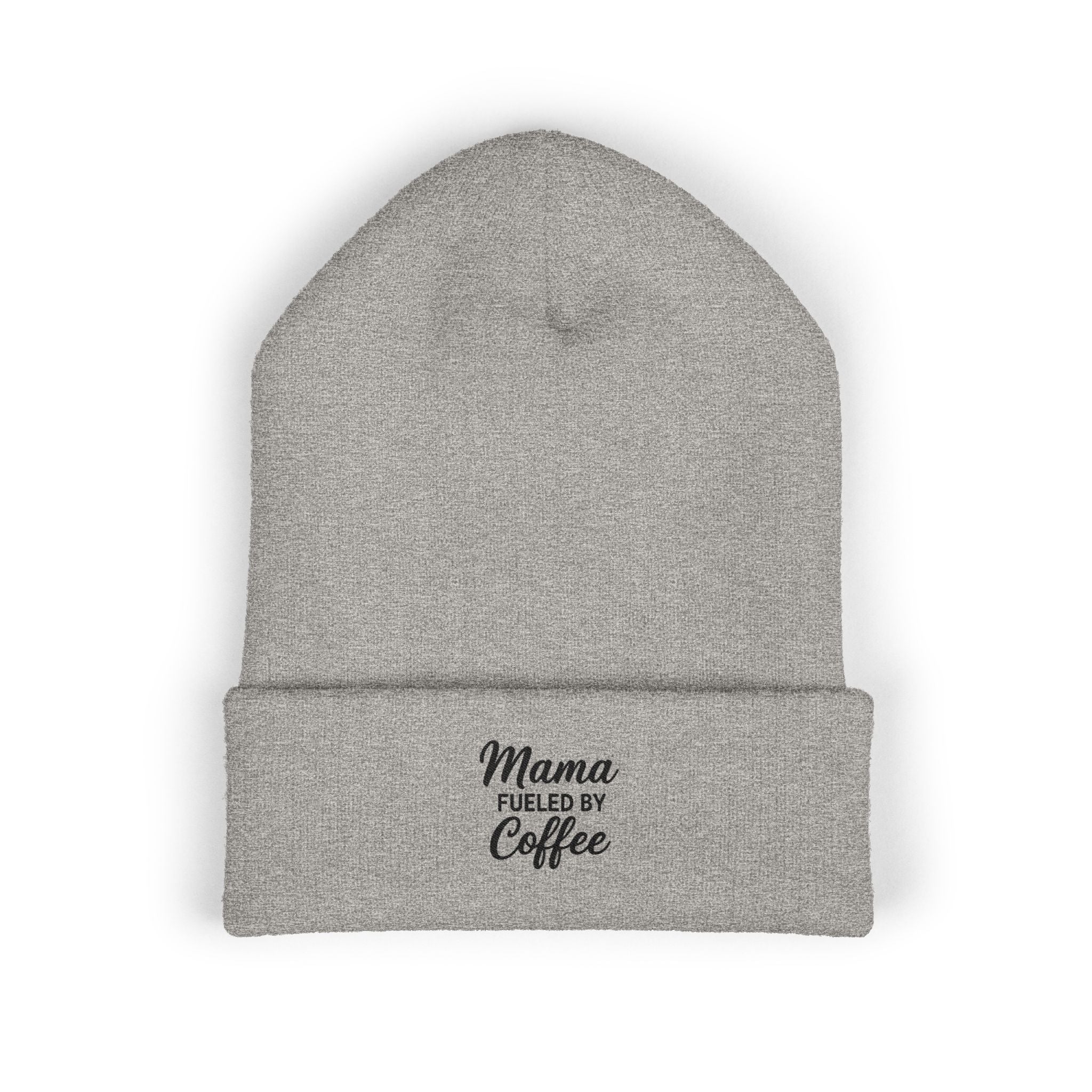 Mama Mode Mama Fueled by Coffee Embroidered Cuffed Beanie