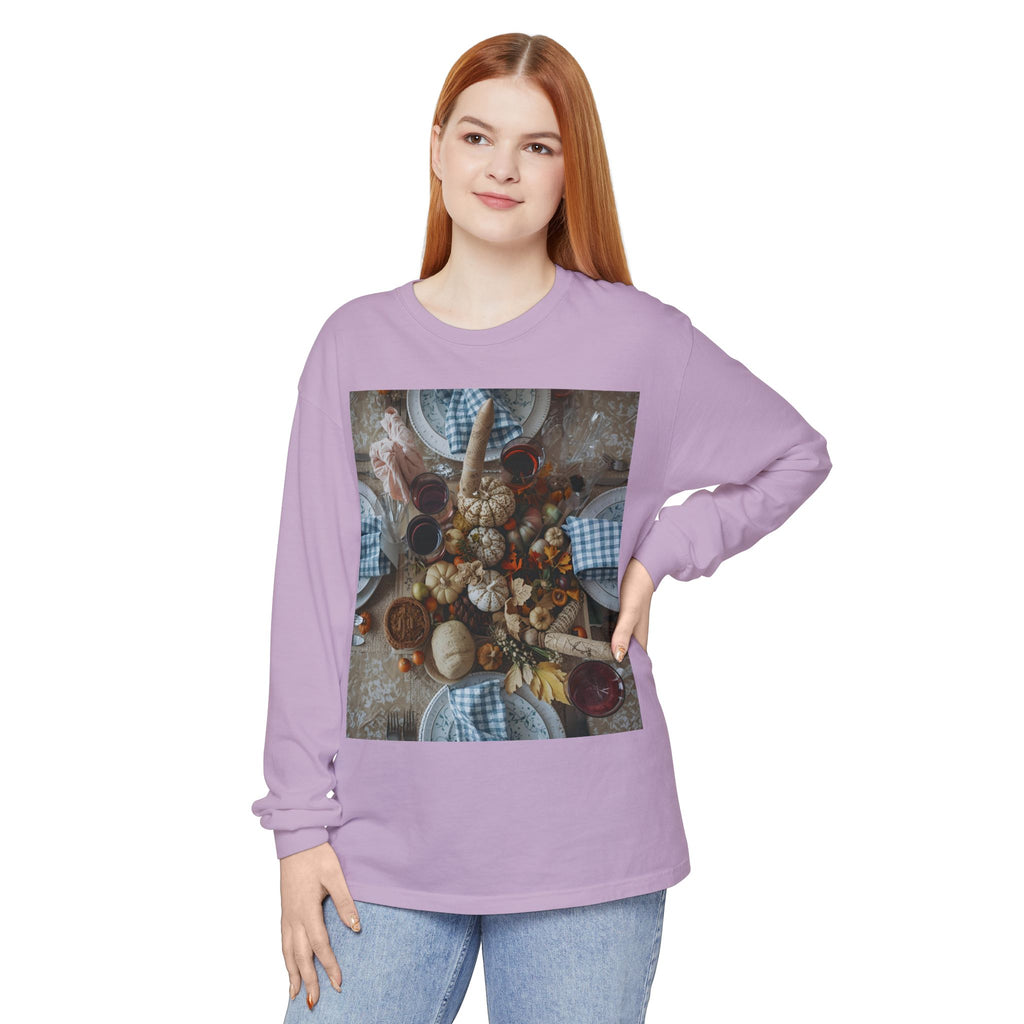 Rustic Gatherings Festive Long Sleeve T-Shirt for Gatherings, Casual Wear, Thanksgiving Shirt, Cozy Gift, Holiday Celebration Tee