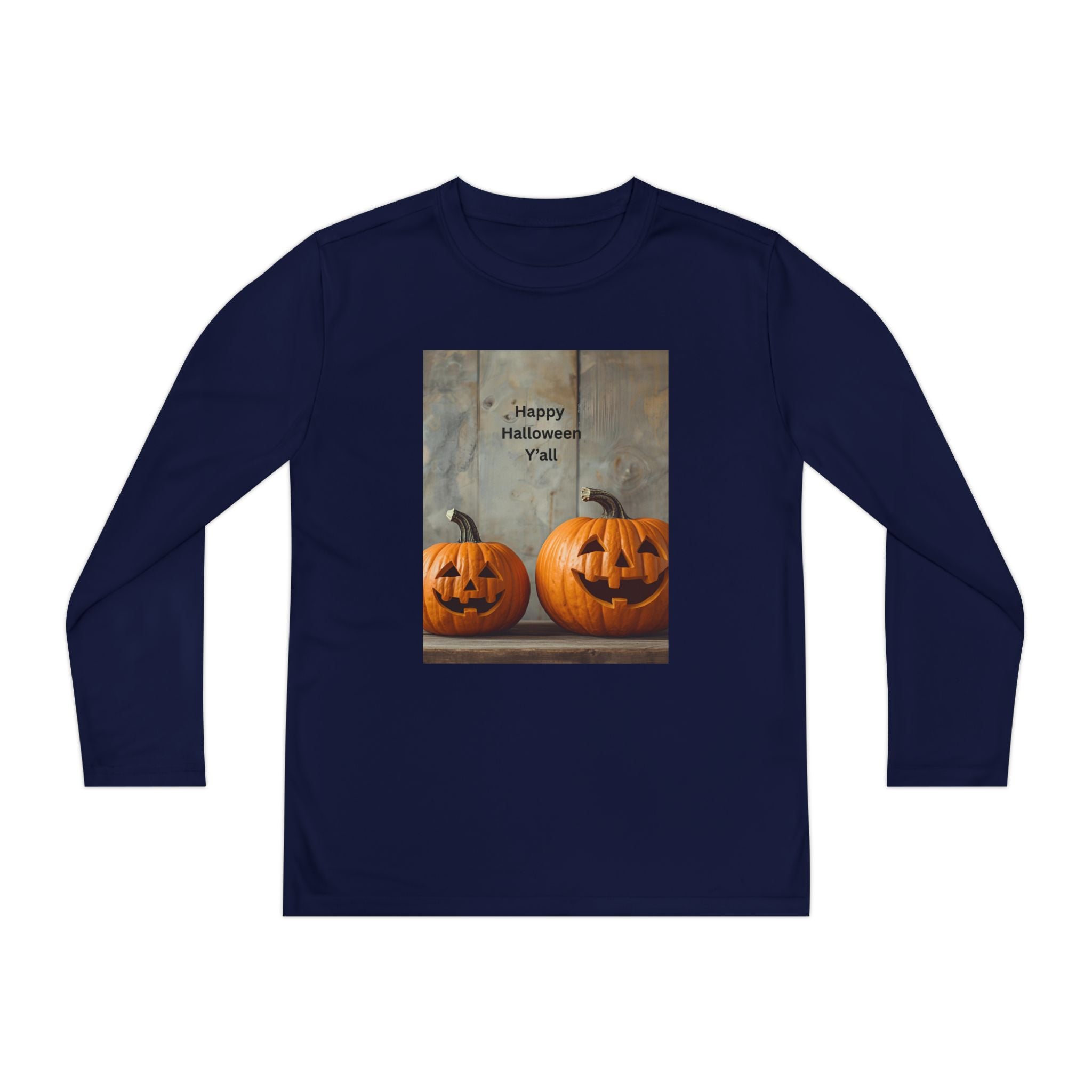 Youth Halloween Pumpkin Long Sleeve Tee, Funny Halloween Shirt, Kids Pumpkin Tee, Fall Celebration Top, Spooky Season Apparel