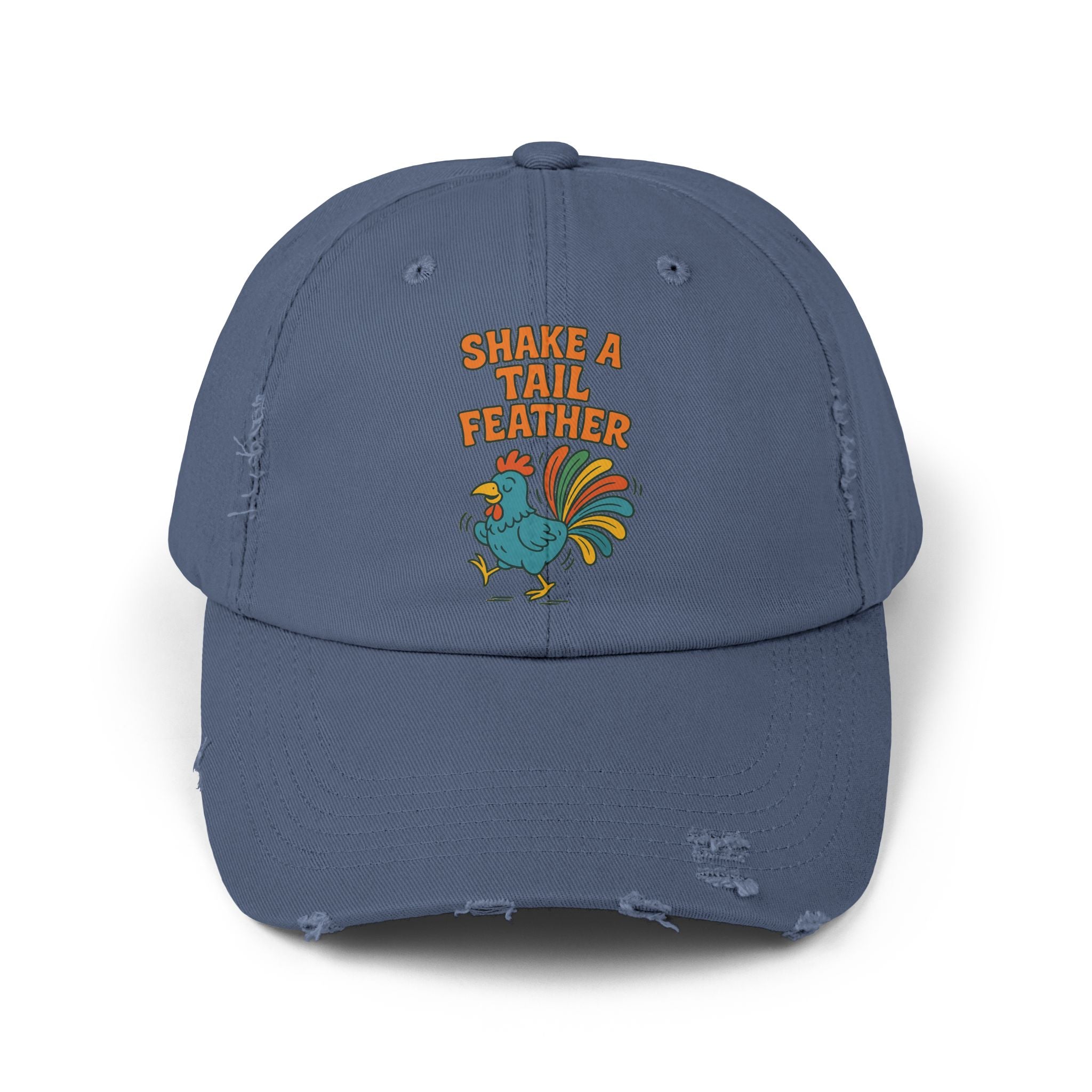 Rooster Funny Shake A Tail Feather Unisex Distressed Cap