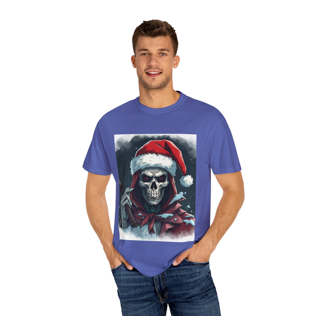 Spooky Santa Skull Graphic T-Shirt - Unisex Holiday Apparel, Christmas Gift, Casual Wear, Graphic Tee, Halloween Shirt