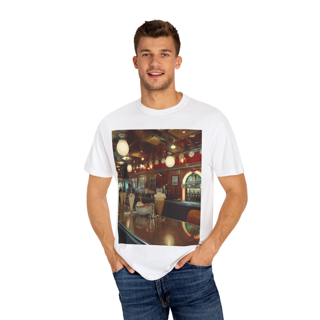 Cozy Cafe Vibe T-Shirt | Unisex Garment-Dyed Tee for Casual Outings, Vintage Style, Ice Cream Lovers, Retro Aesthetic, Everyday Wear