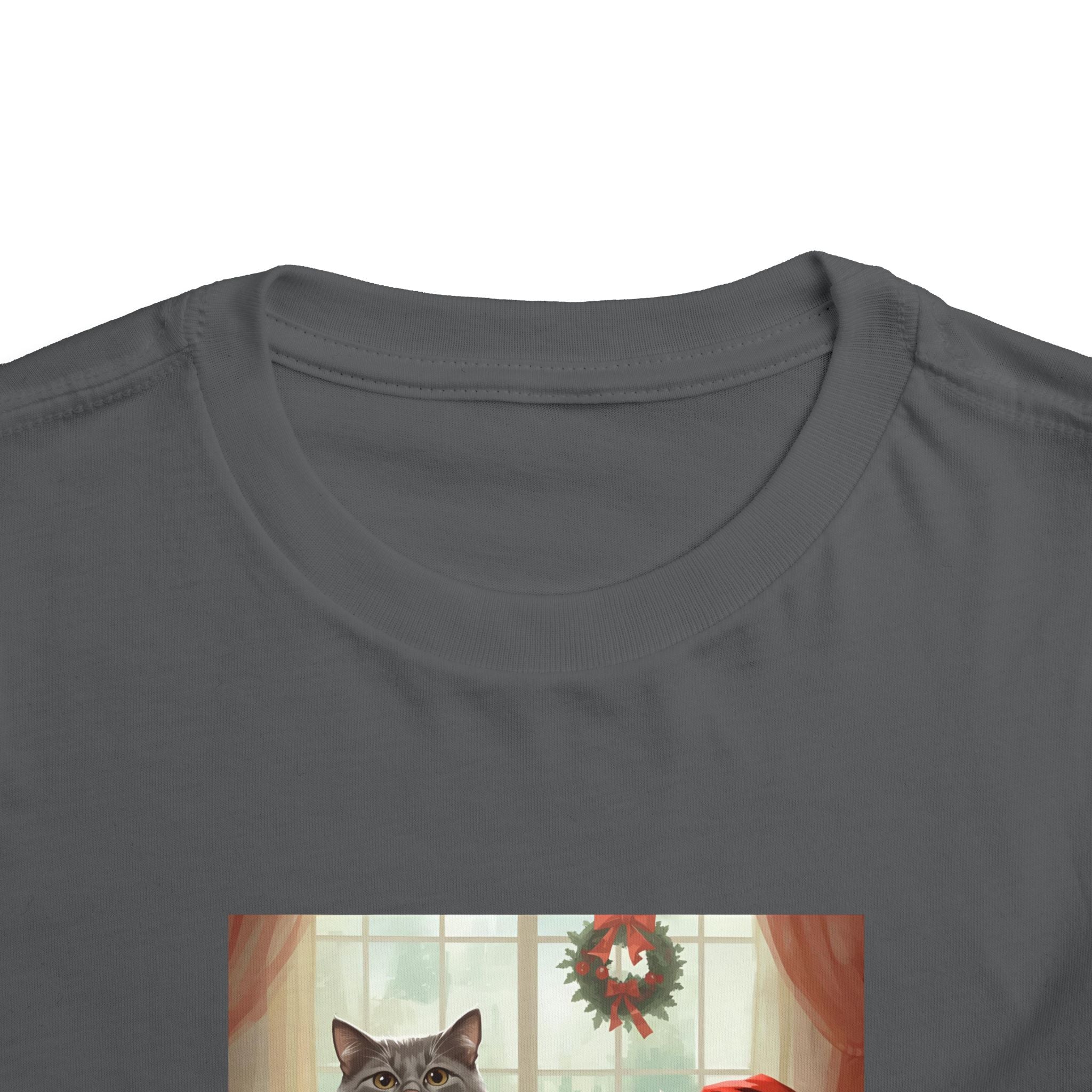 Cute Festive Christmas Cat Toddler Short Sleeve Tee