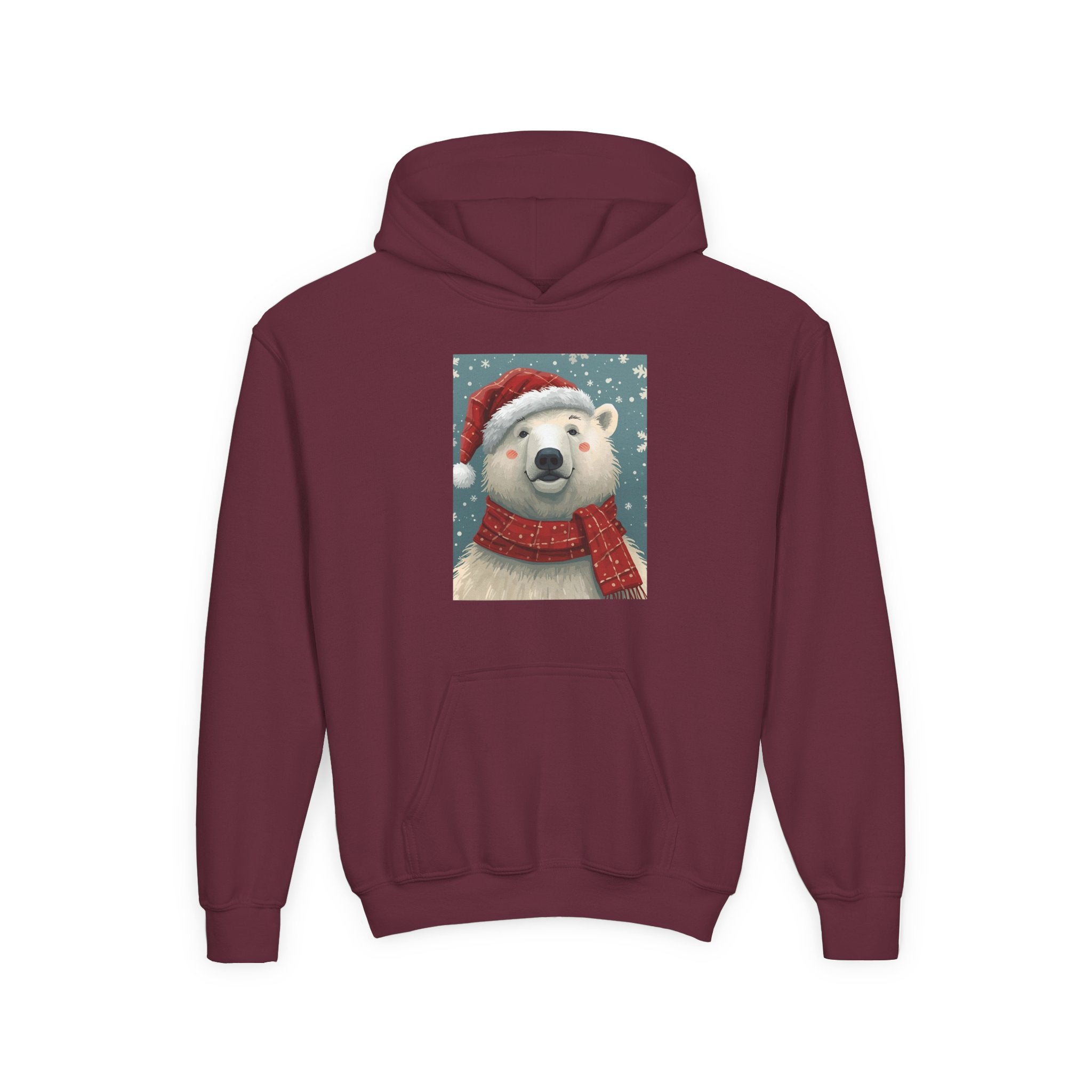 Cozy Polar Bear Christmas Hoodie, Holiday Sweatshirt for Kids, Winter Wear, Gift Idea, Cute Kids Hooded Sweatshirt