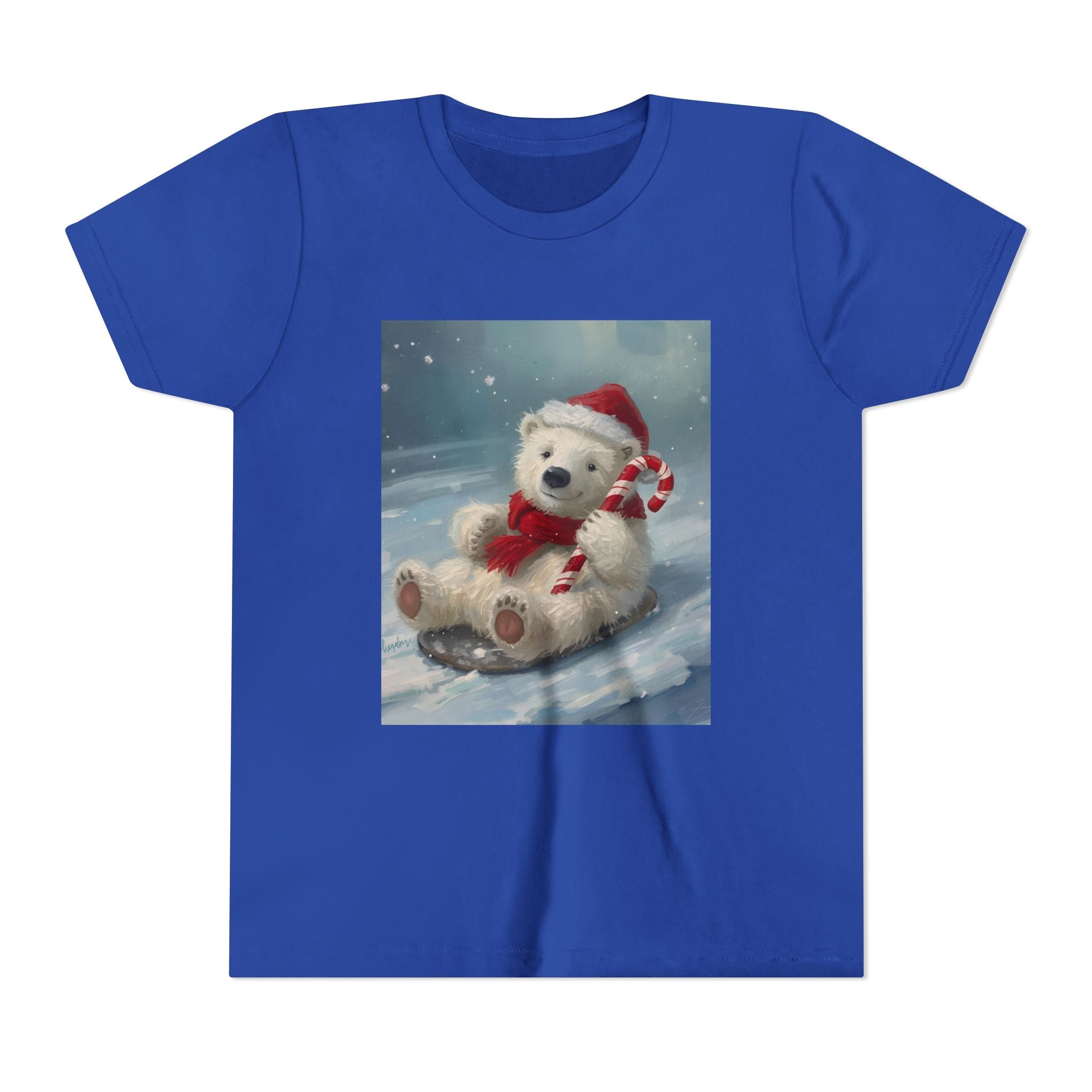 Cute Christmas Bear Youth Short Sleeve Tee