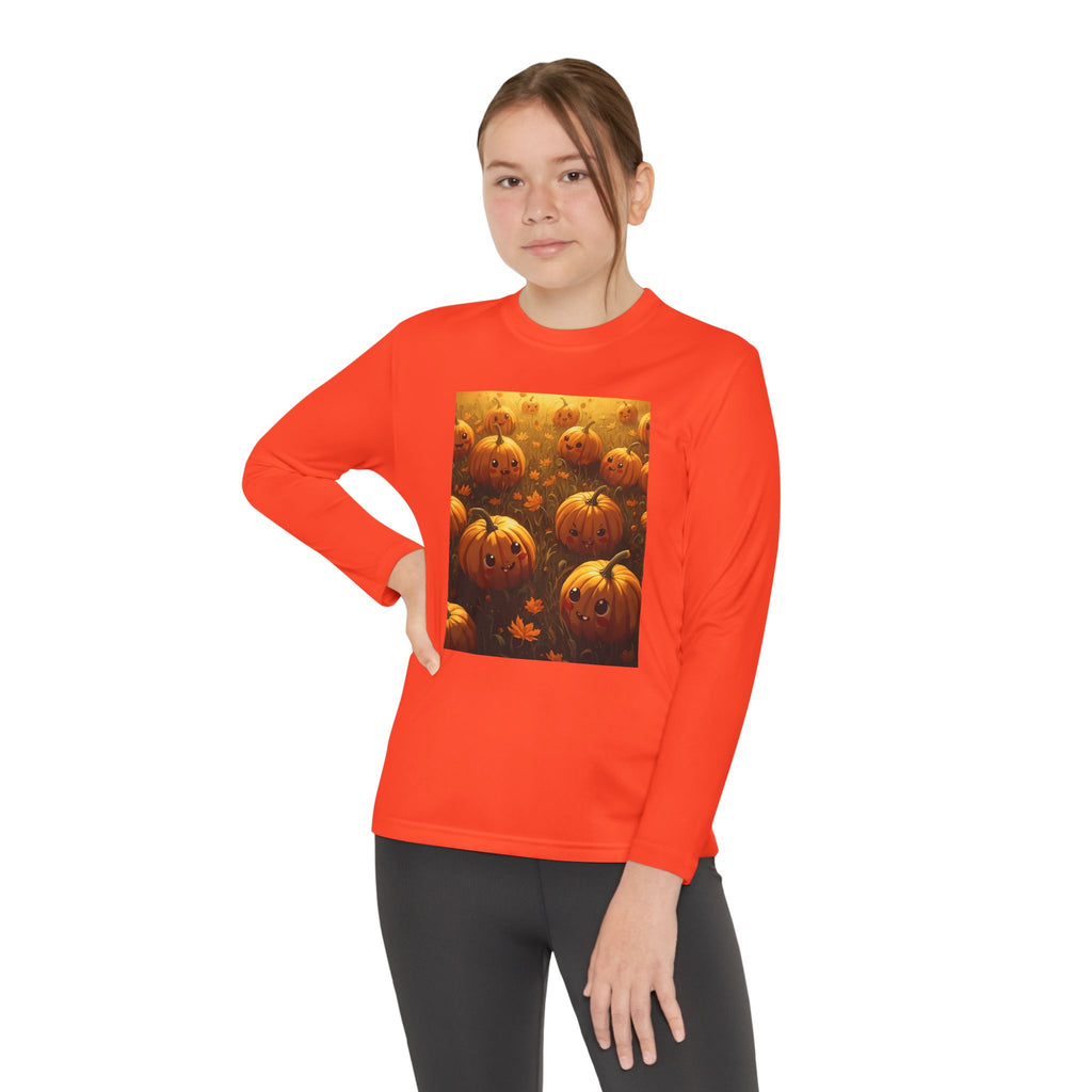 Happy Halloween Pumpkin Youth Long Sleeve Competitor Tee