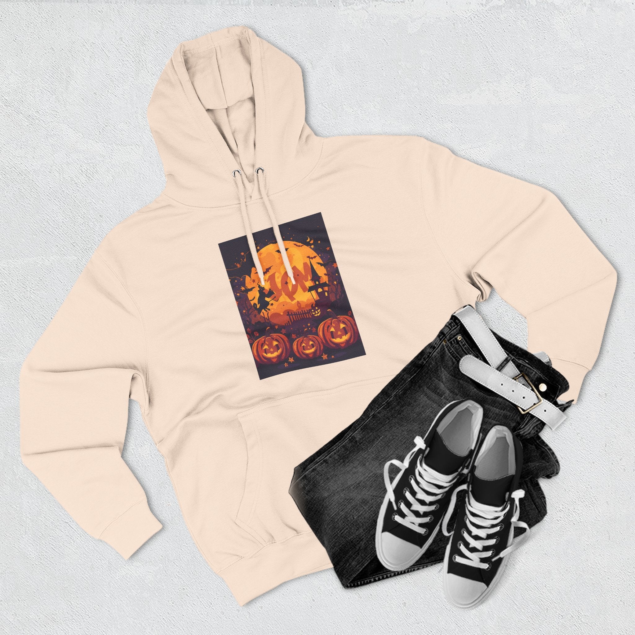 Halloween Pumpkin Fleece Hoodie, Cozy Fall Sweatshirt, Spooky Season Apparel, Trick or Treat Gift, Fun Halloween Outfit