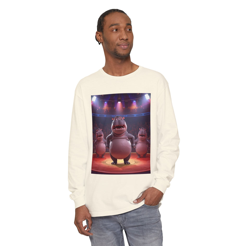 Hippo Funny Unisex Garment-dyed Long Sleeve T-Shirt