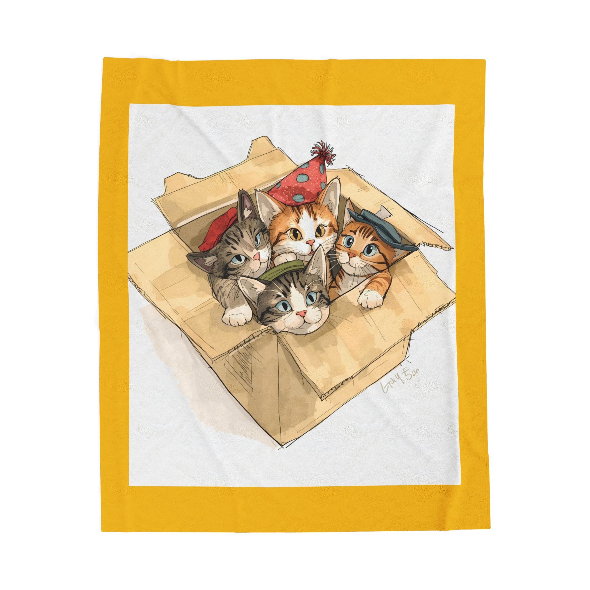 Cute Cozy Cat-Themed Velveteen Plush Blanket - Perfect for Pet Lovers, Baby Showers, Birthdays, Home Decor, or Cozy Nights In