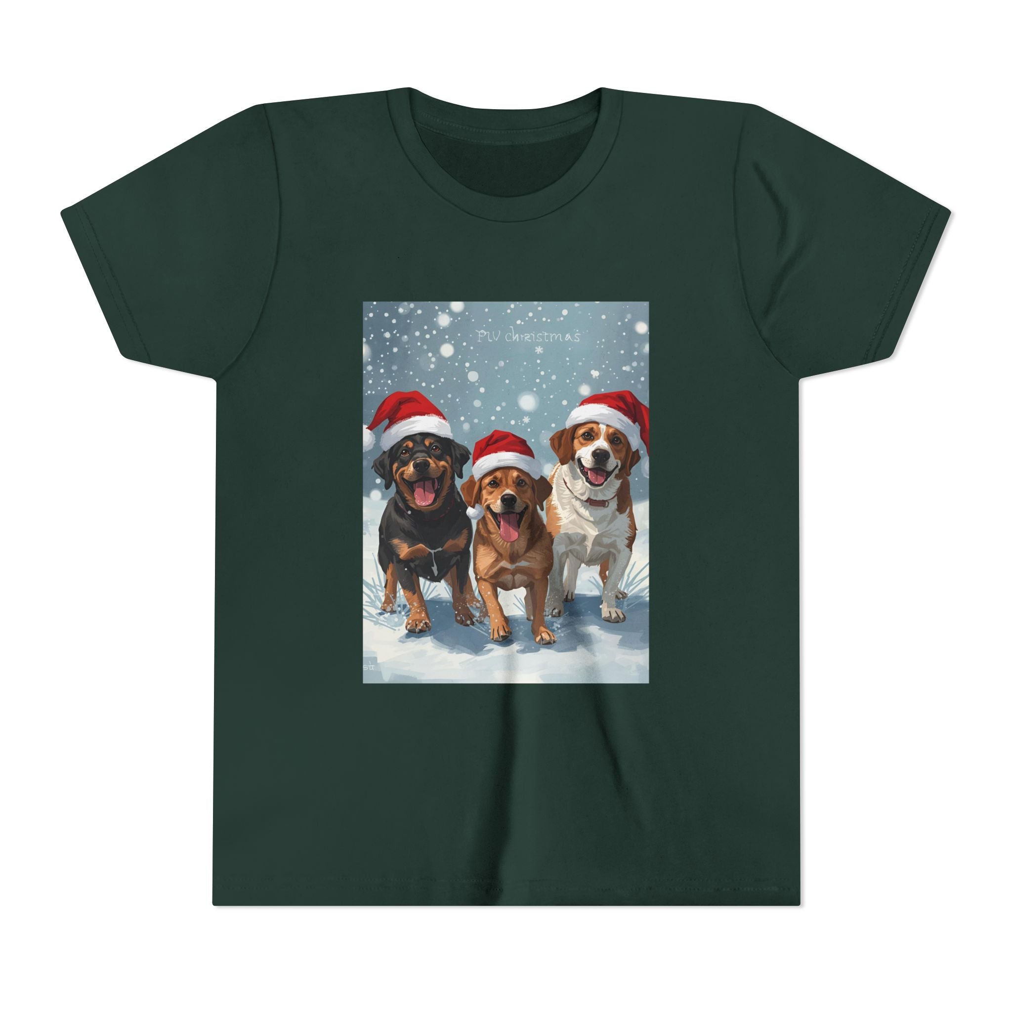 Cute Christmas Dogs Youth Short Sleeve Tee