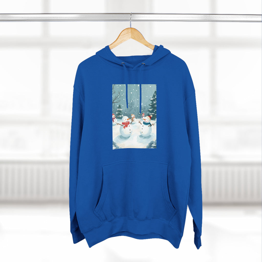 Cozy Snowman Hoodie, Winter Apparel, Holiday Gift, Christmas, Fleece Hoodie, Seasonal Style, Cold Weather Wear