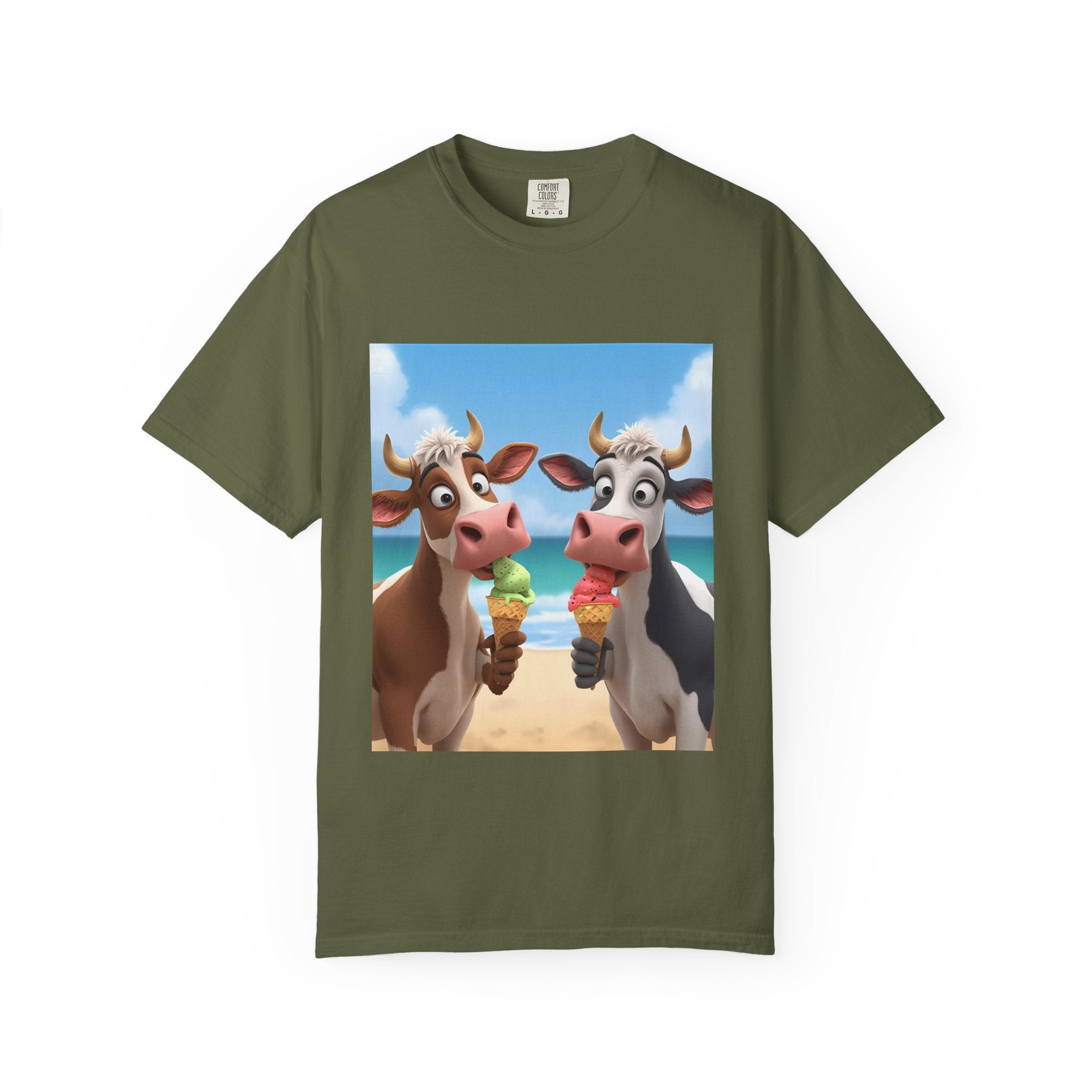 Cute Cow Ice Cream T-Shirt, Fun Summer Tee, Animal Lover Gift, Unisex Casual Top, Beach Vibes Apparel, Cute Gift for Friends