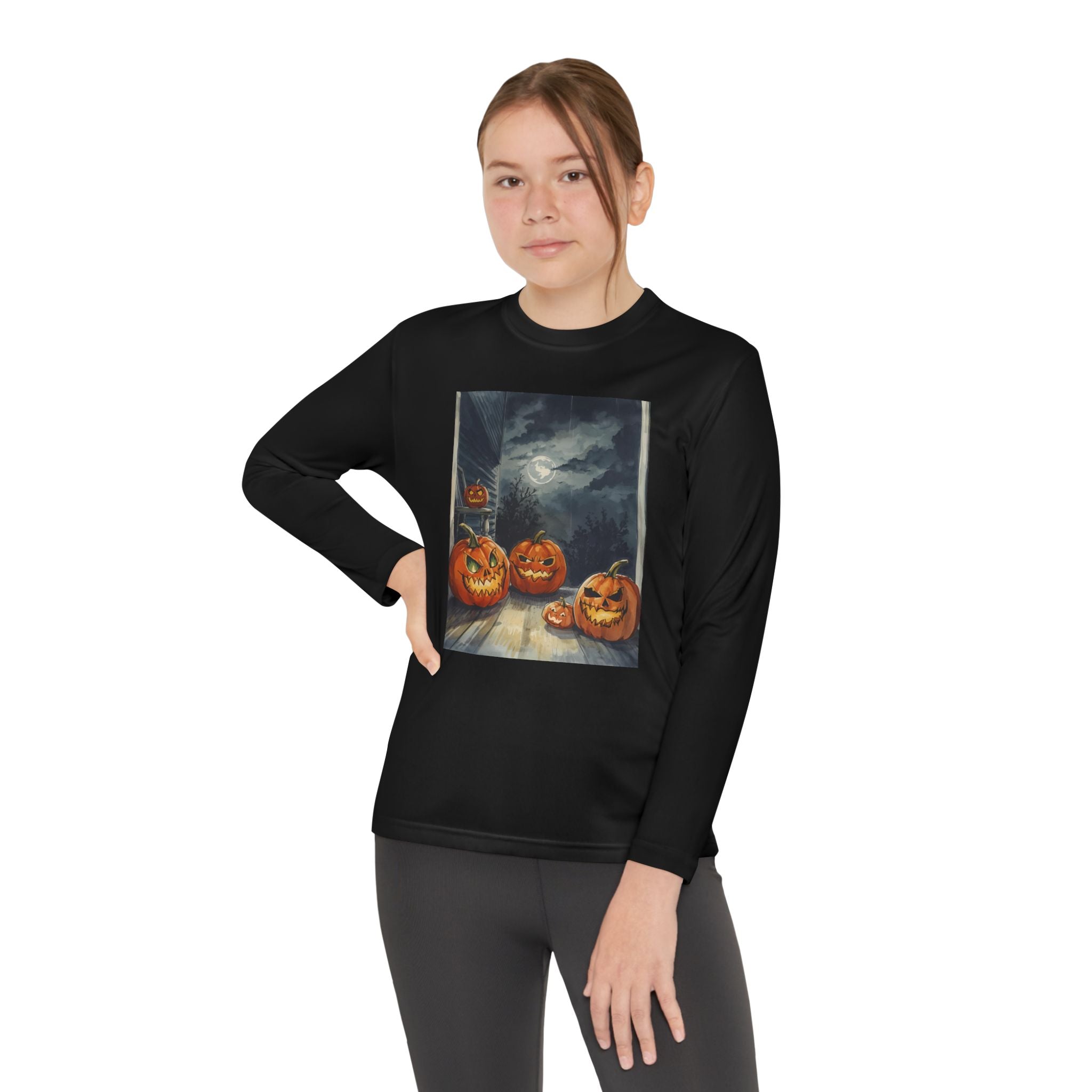 Halloween Pumpkin Spooky Youth Long Sleeve Competitor Tee