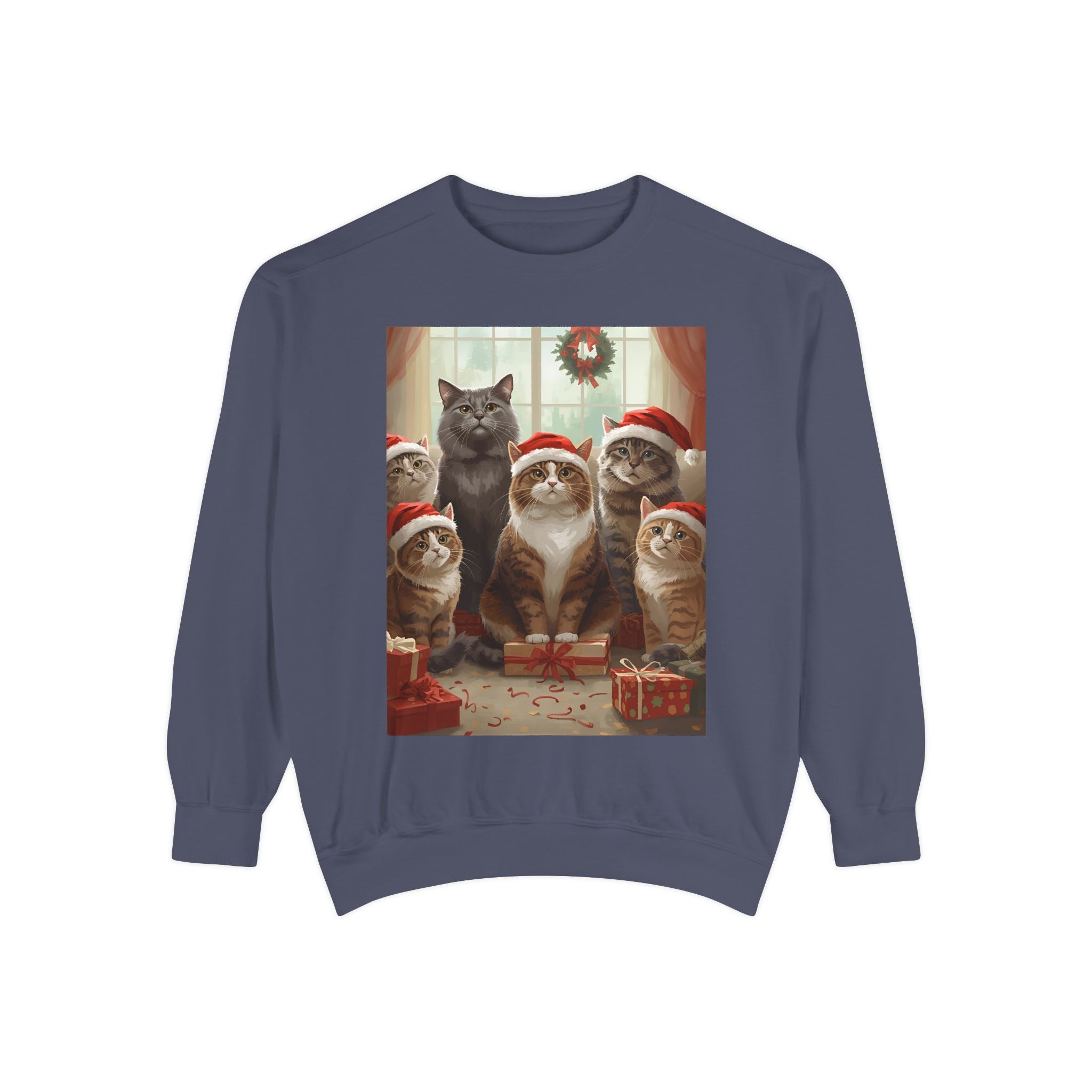 Cozy Holiday Cat Sweatshirt, Festive Sweatshirt for Cat Lovers, Christmas Gift for Pet Owners, Cute Cat Apparel, Winter Wardrobe Essential
