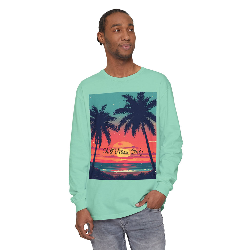 Tropical Sunset Unisex Garment-dyed Long Sleeve T-Shirt