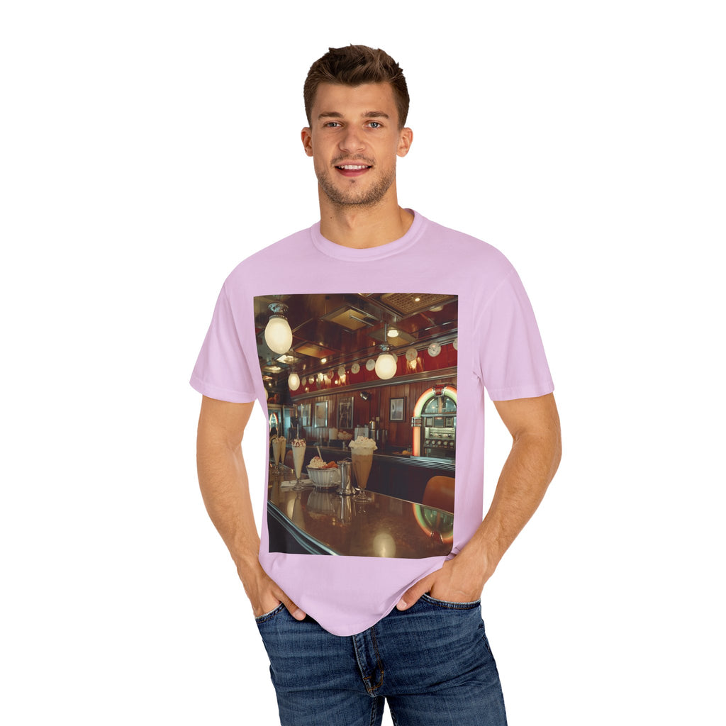 Cozy Cafe Vibe T-Shirt | Unisex Garment-Dyed Tee for Casual Outings, Vintage Style, Ice Cream Lovers, Retro Aesthetic, Everyday Wear