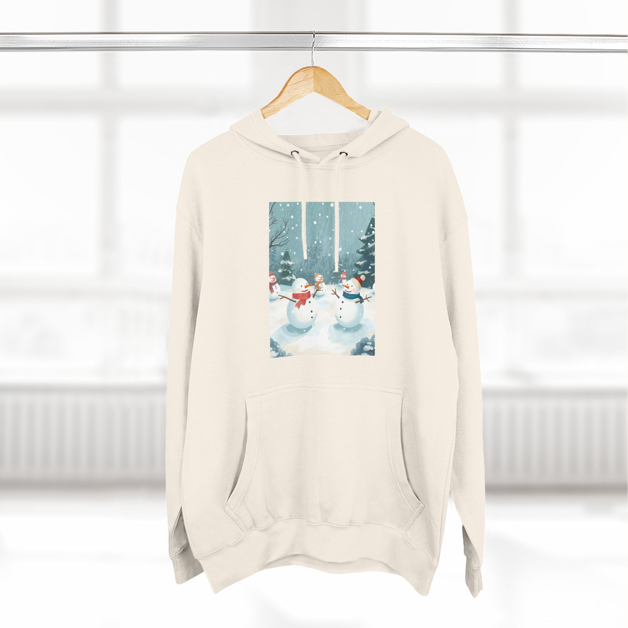 Cozy Snowman Hoodie, Winter Apparel, Holiday Gift, Christmas, Fleece Hoodie, Seasonal Style, Cold Weather Wear