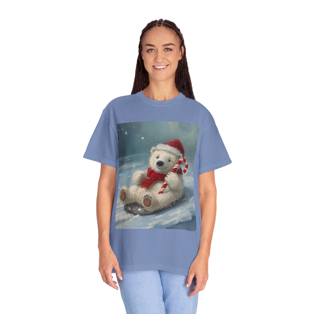Cozy Christmas Bear T-Shirt, Winter Apparel, Holiday Gift, Family Matching Tee, Cute Polar Bear Design, Festive Outfit