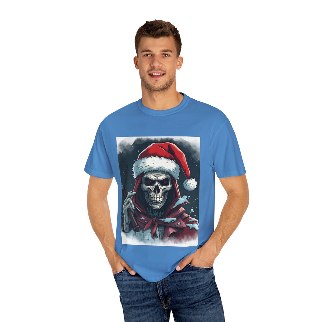 Spooky Santa Skull Graphic T-Shirt - Unisex Holiday Apparel, Christmas Gift, Casual Wear, Graphic Tee, Halloween Shirt