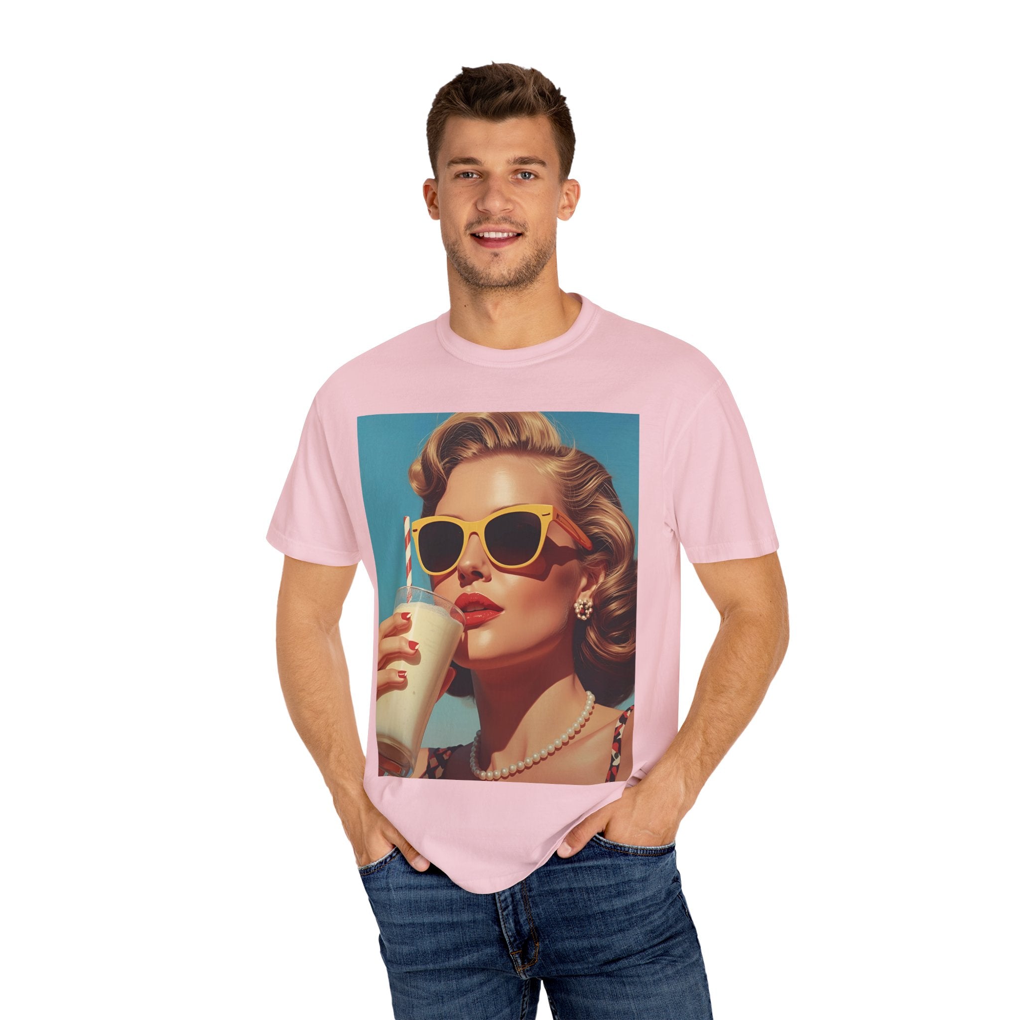Retro Pop Art Summer Vibe T-shirt | Unisex Garment-Dyed Tee, Vintage Style Shirt, Trendy Summer Wear, Perfect Gift for Her, Casual Everyday Top