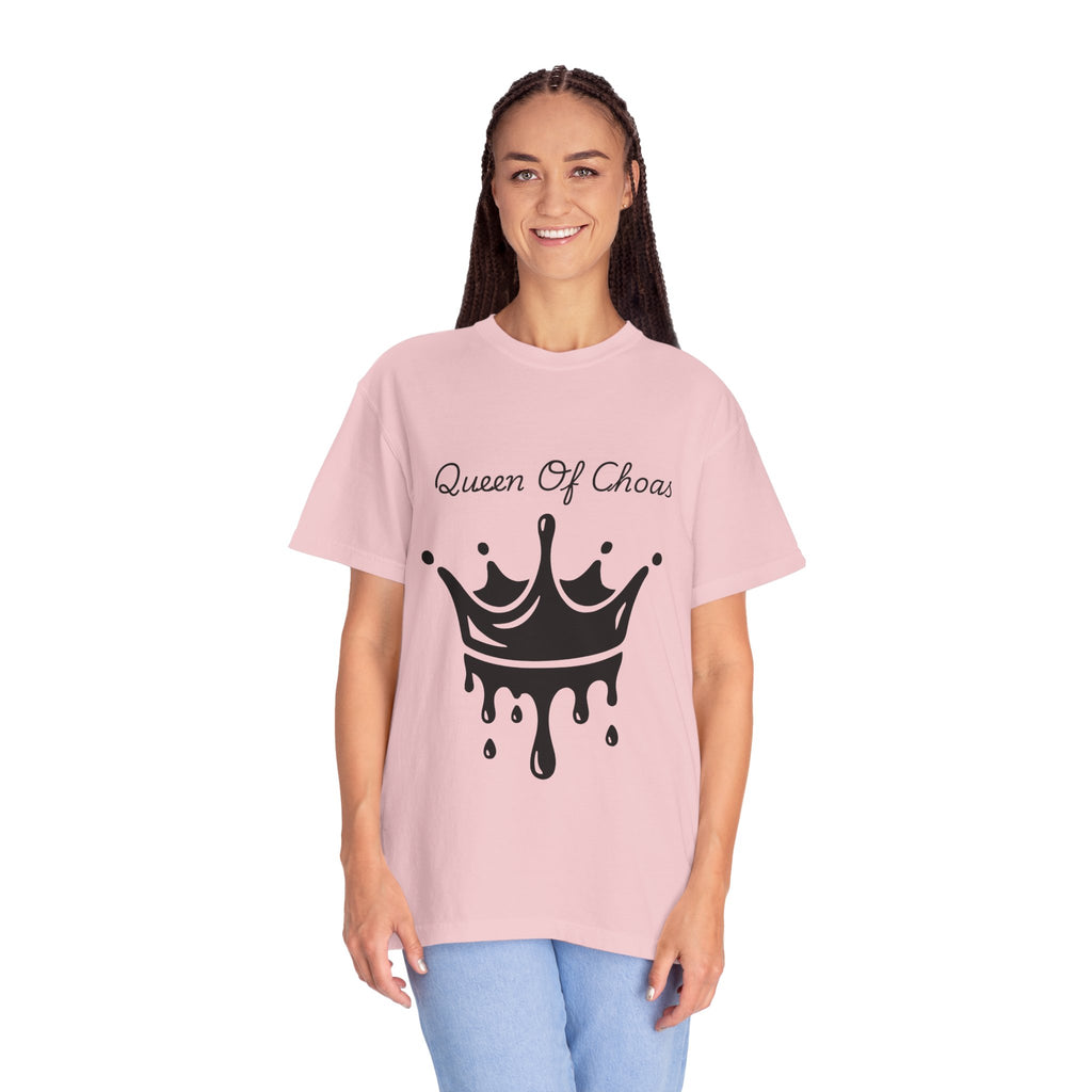 Queen of Chaos T-Shirt, Unisex Garment-Dyed Tee, Fun Casual Wear, Unique Gift Idea, Perfect for Celebrations