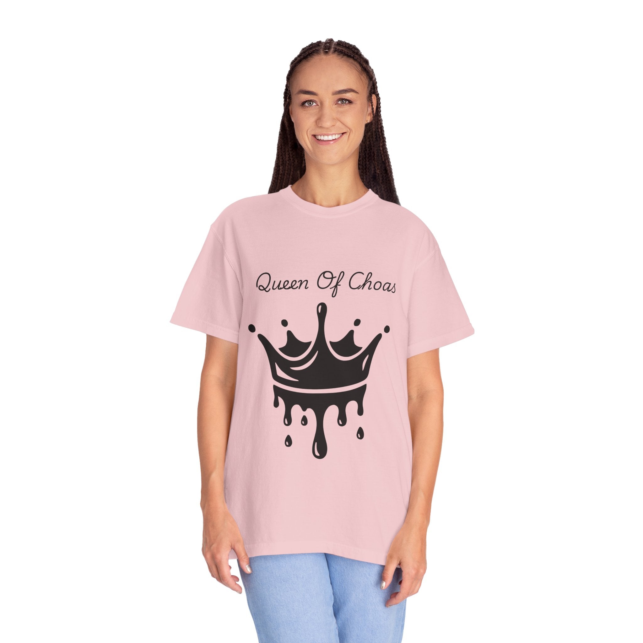Queen of Chaos T-Shirt, Unisex Garment-Dyed Tee, Fun Casual Wear, Unique Gift Idea, Perfect for Celebrations