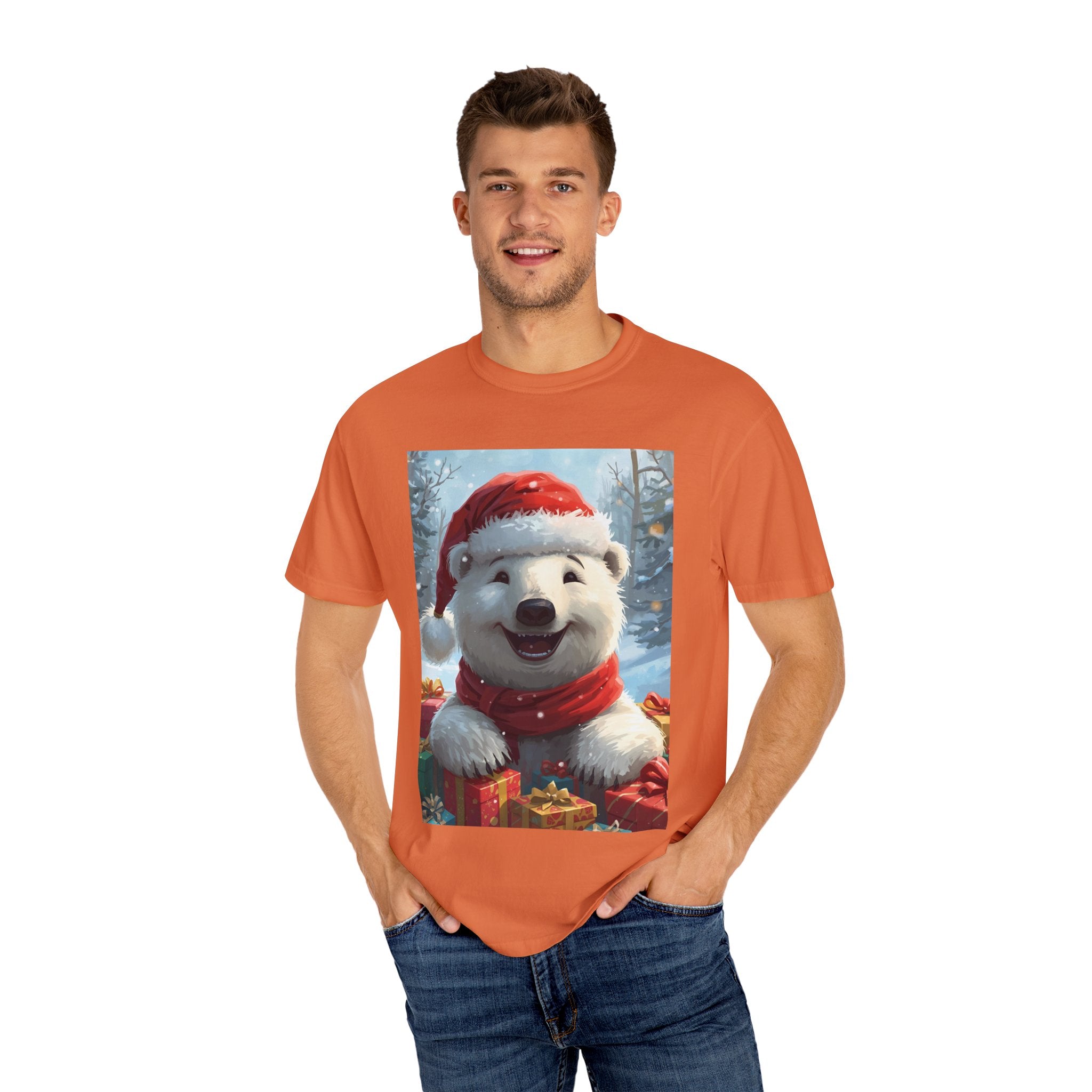 Christmas Polar Bear T-shirt, Holiday Tee, Unisex Gift Shirt, Winter Apparel, Cute Animal T-shirt