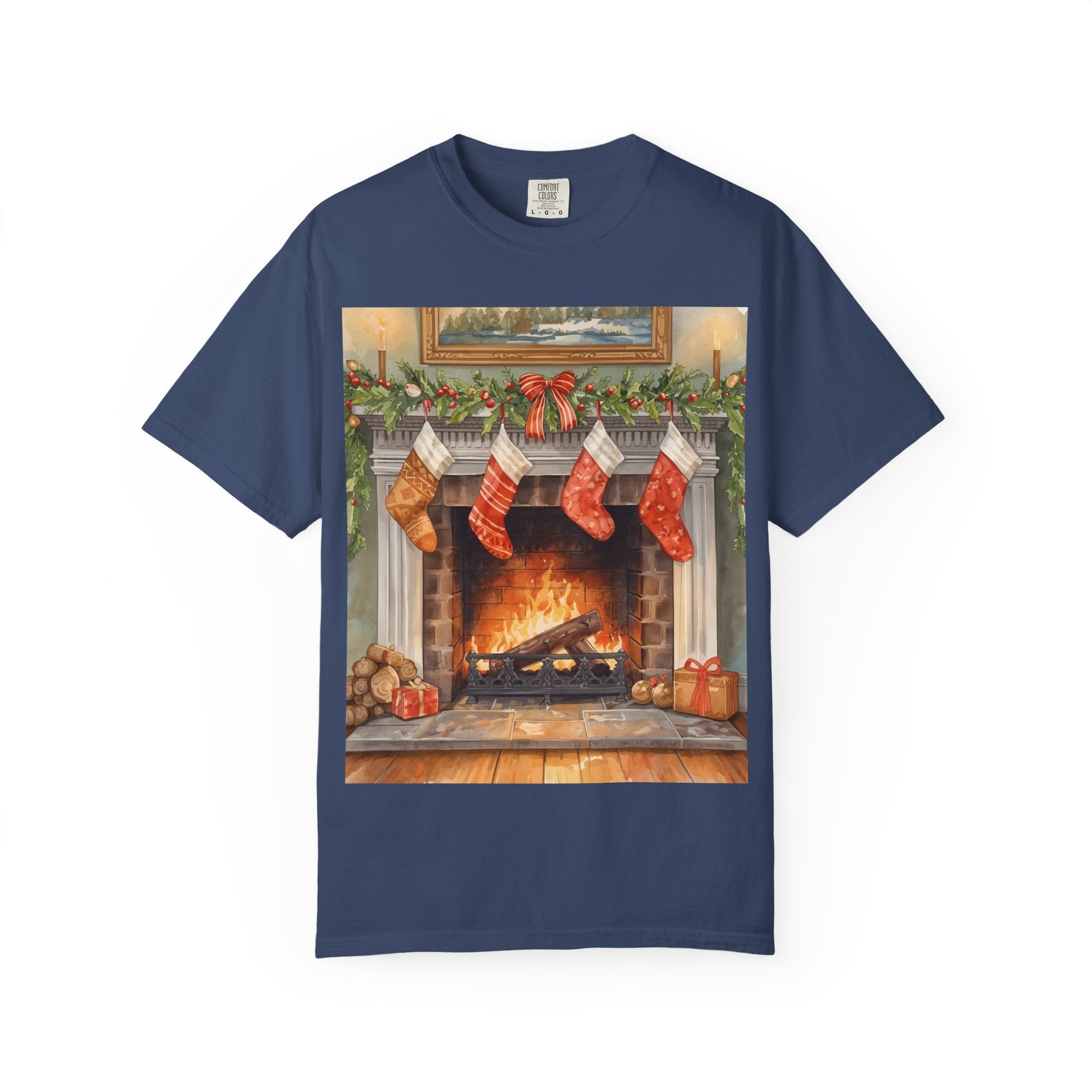 Cozy Christmas Fireplace T-Shirt | Unisex Holiday Tee | Gift for Him/Her | Festive Layering Top | Merry Christmas Apparel