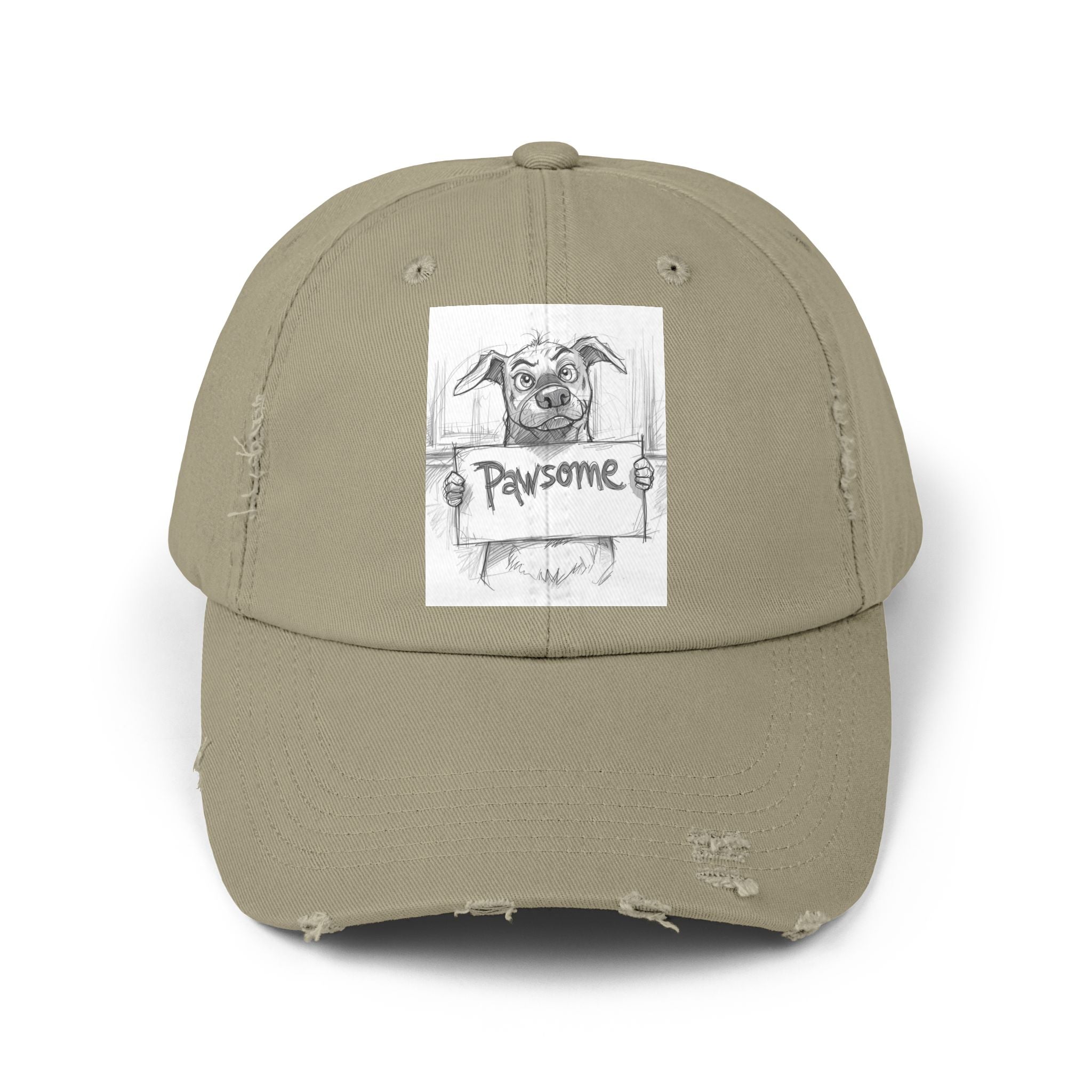 Pawsome Unisex Distressed Cap - Dog Lover Hat, Pet Gift, Casual Wear, Outdoor Accessory, Fun Pet-Themed Cap