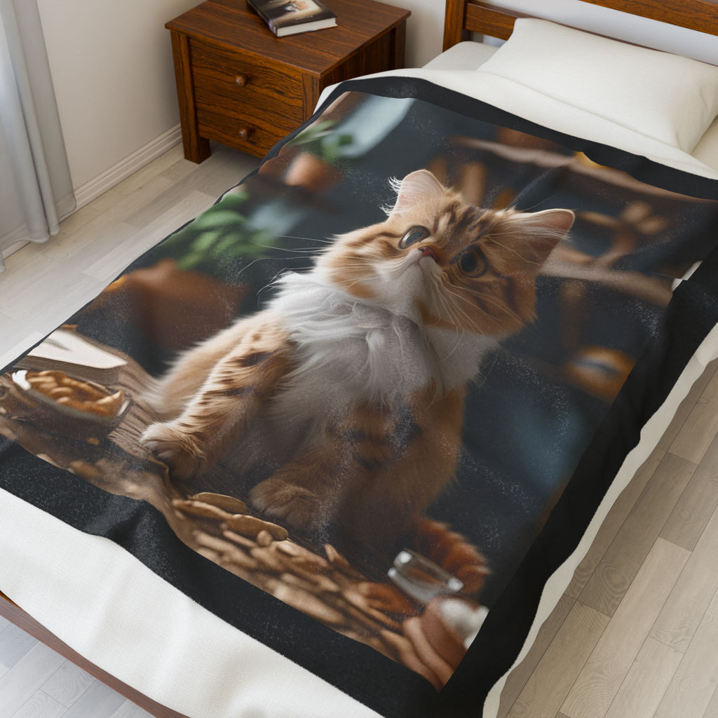 Cute Cat Velveteen Plush Blanket