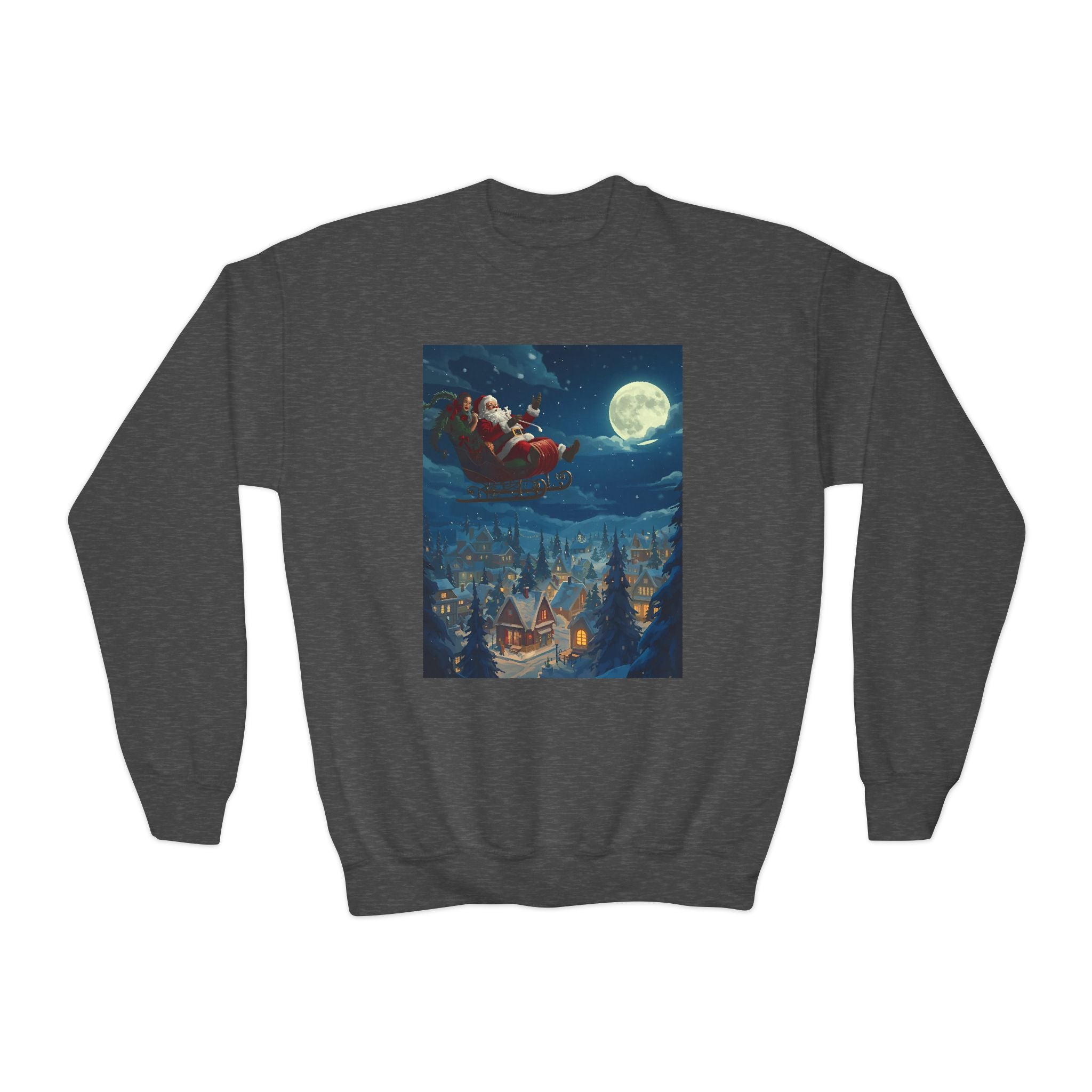 Christmas Santa Sleigh Youth Crewneck Sweatshirt