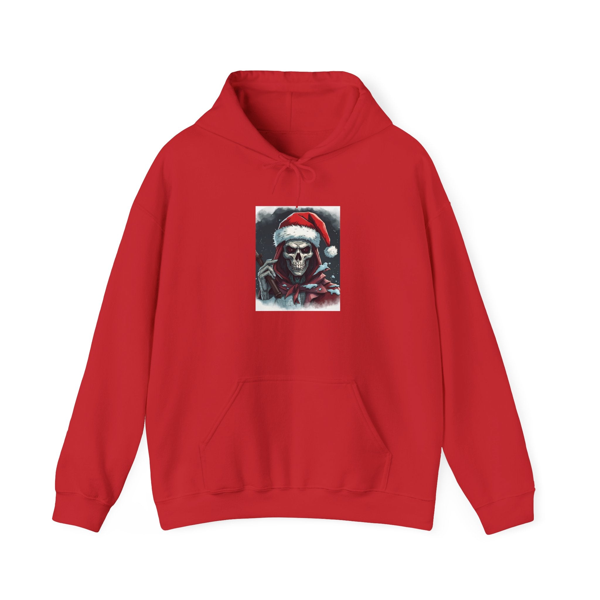 Santa Skull Hoodie, Unisex Heavy Blend Sweatshirt, Halloween Christmas Gift, Cozy Holiday Apparel, Unique Graphic Sweatshirt