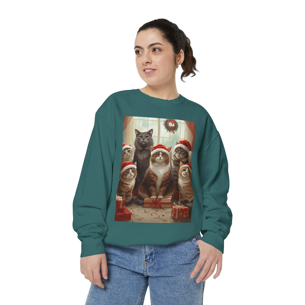 Cozy Holiday Cat Sweatshirt, Festive Sweatshirt for Cat Lovers, Christmas Gift for Pet Owners, Cute Cat Apparel, Winter Wardrobe Essential