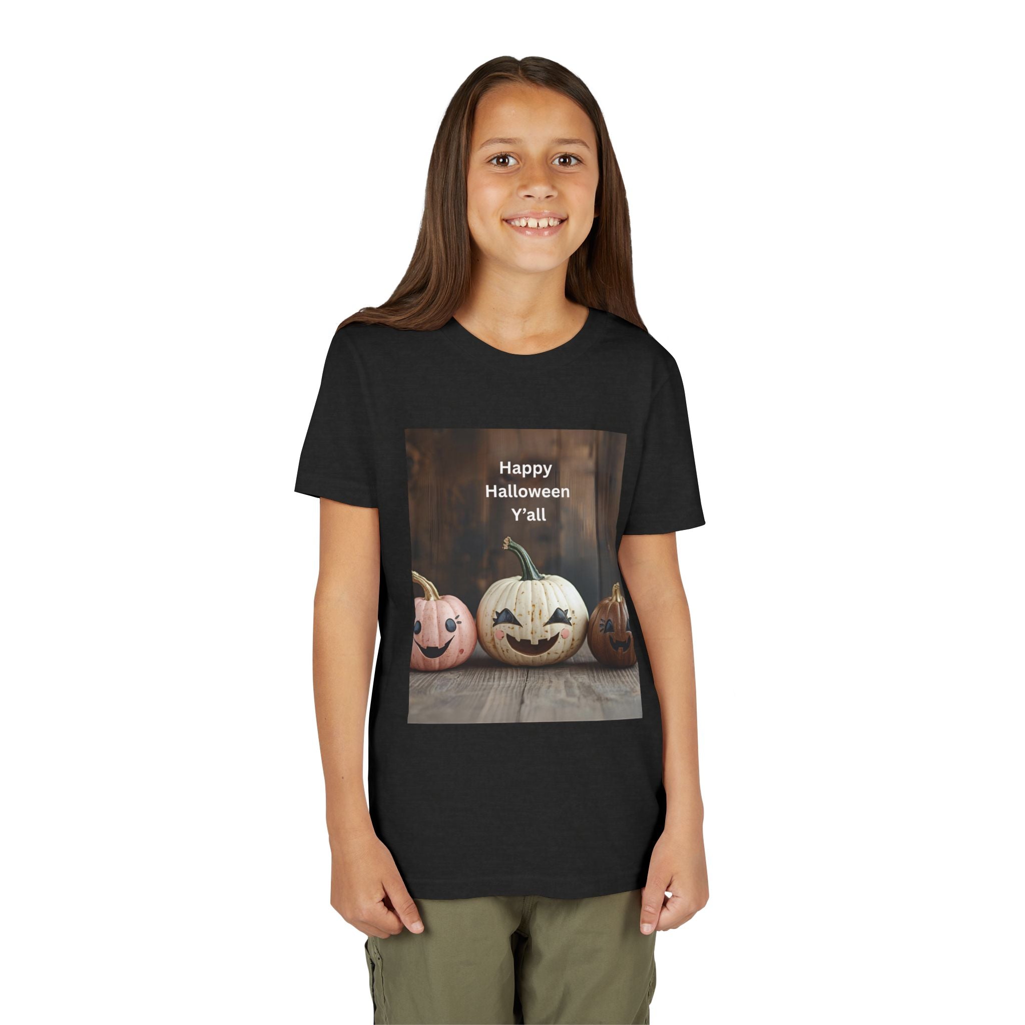 Happy Halloween Youth Tee, Kids Halloween Shirt, Pumpkin T-Shirt, Fall Festival Apparel, Trick or Treat Wear, Spooky Season Top