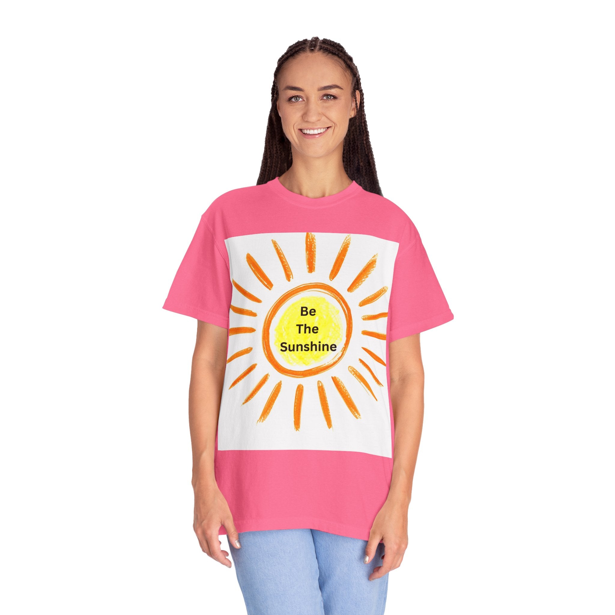 Be The Sunshine Unisex Garment-Dyed T-shirt, Summer Tee, Gift for Her, Cheerful Graphic Shirt, Fun Casual Wear, Sunshine Lover Apparel