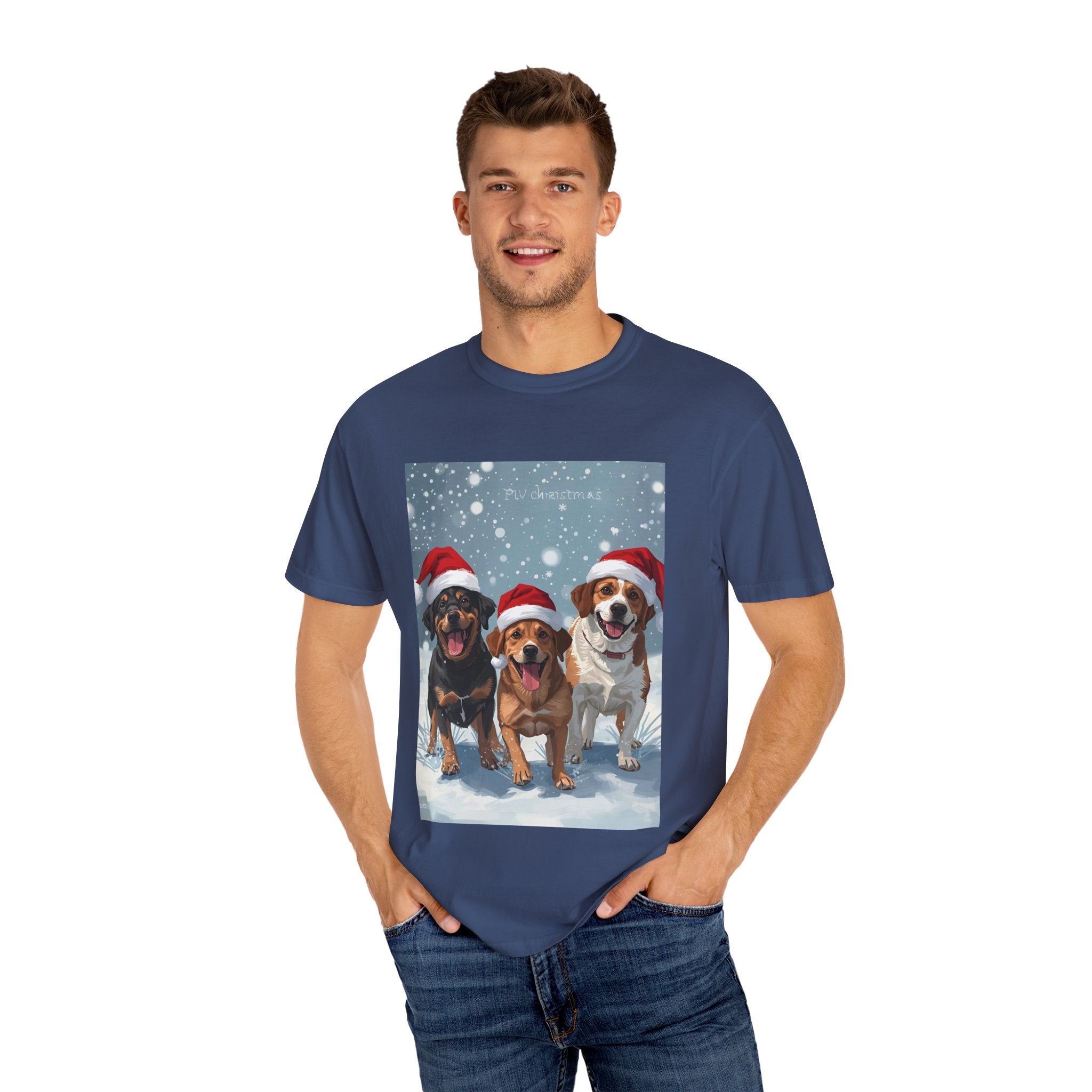 Cute Festive Dog Christmas T-Shirt, Unisex Holiday Tee, Cute Pet Lover Shirt, Christmas Apparel, Dog-Themed Gift, Winter Wear, Fun Family Outfit
