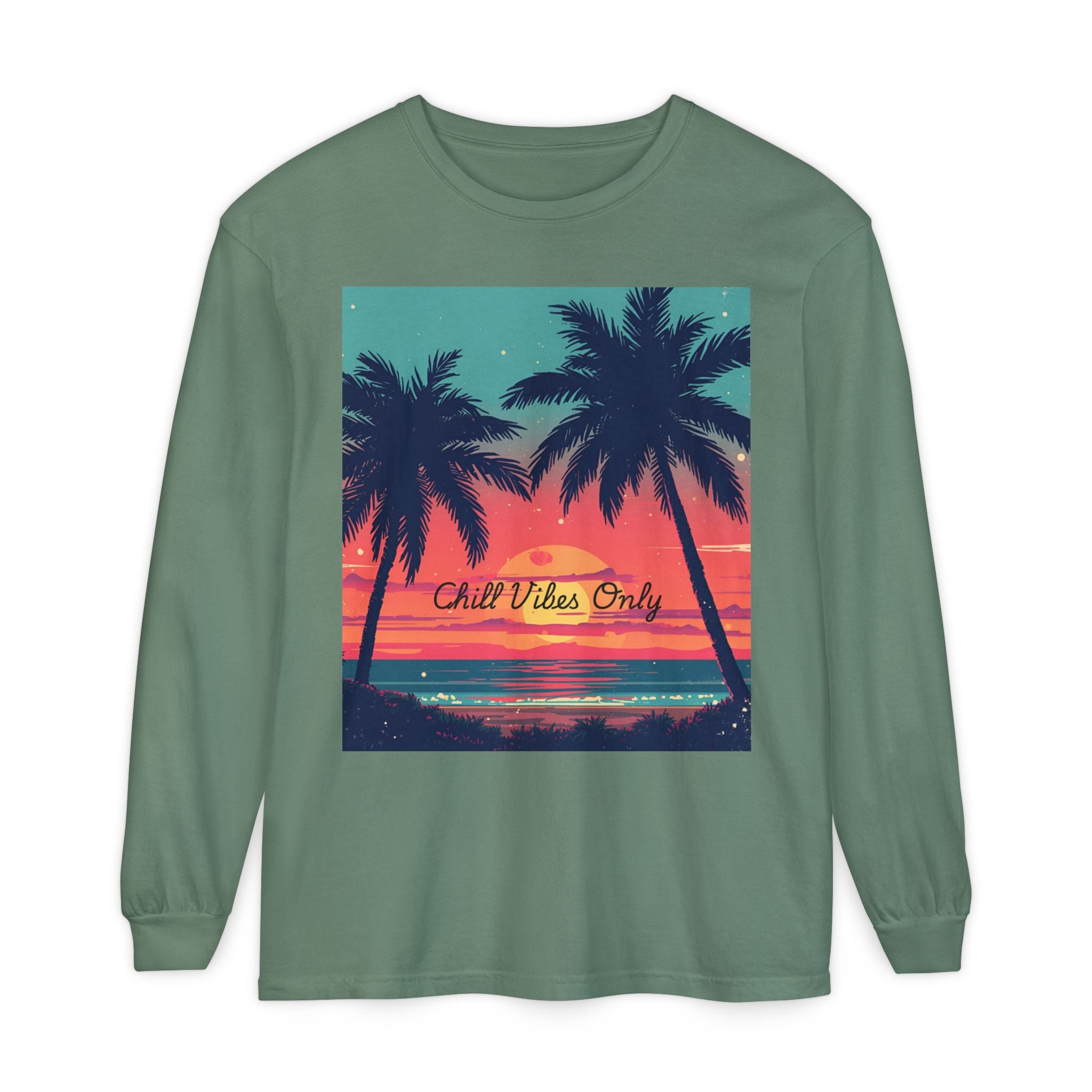 Tropical Sunset Unisex Garment-dyed Long Sleeve T-Shirt