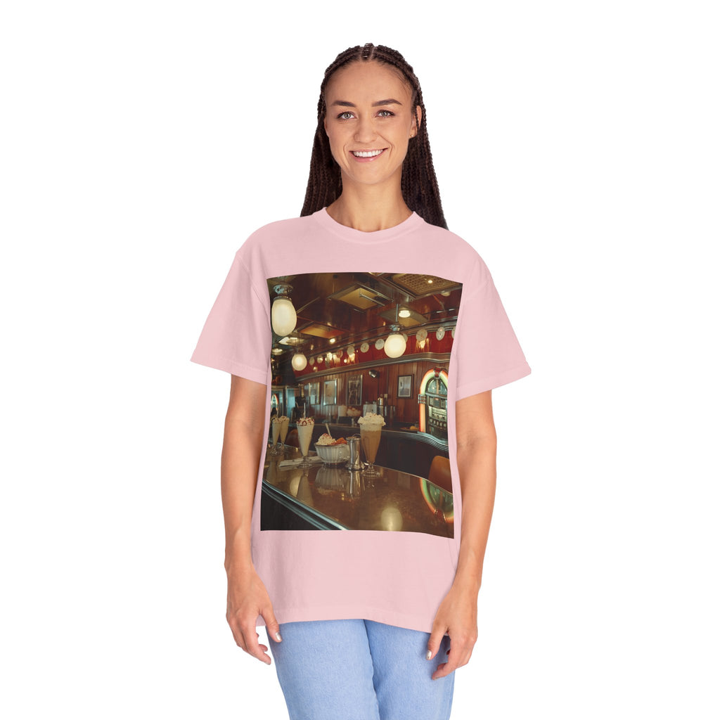 Cozy Cafe Vibe T-Shirt | Unisex Garment-Dyed Tee for Casual Outings, Vintage Style, Ice Cream Lovers, Retro Aesthetic, Everyday Wear