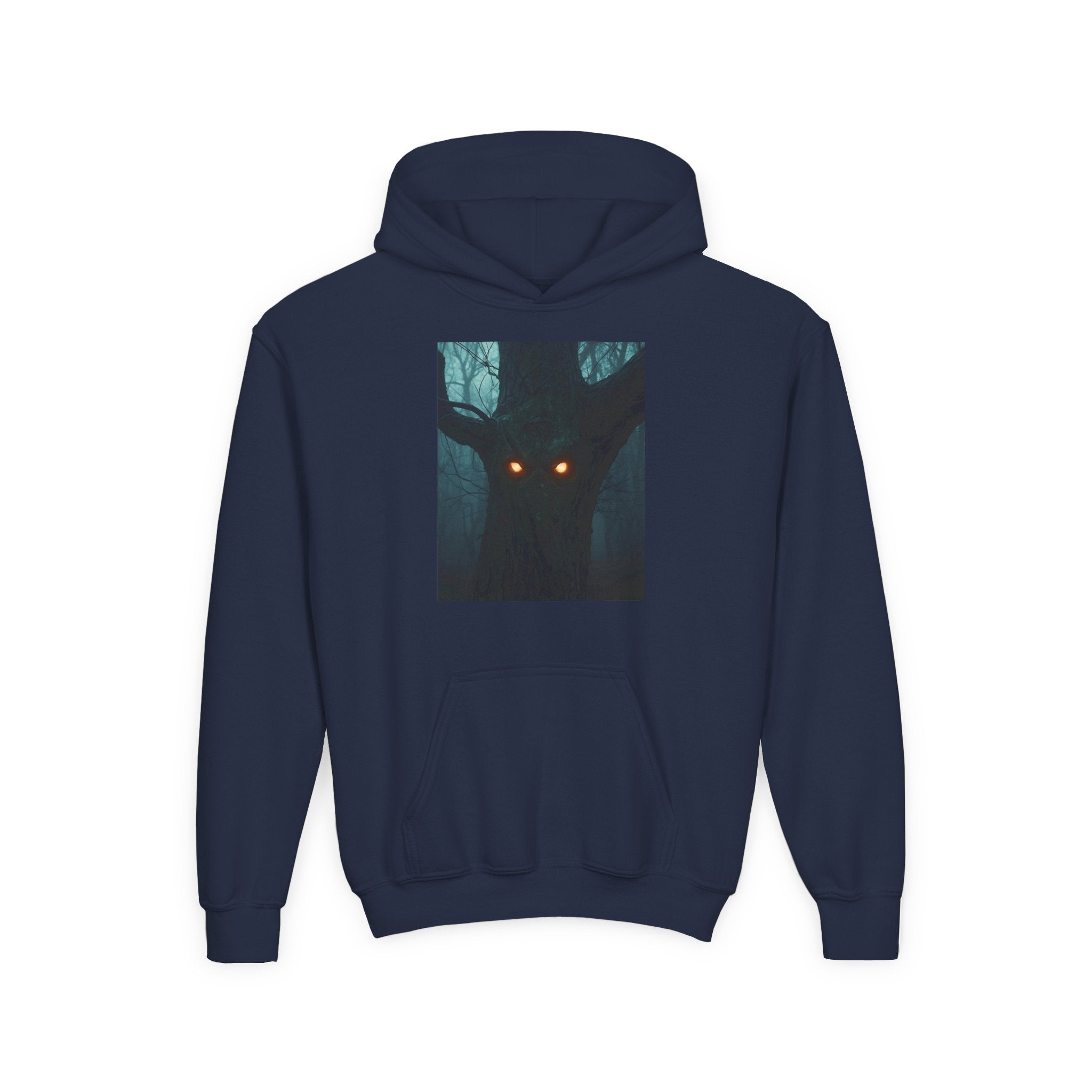 Spooky Forest Hoodie for Teens, Youth Sweatshirt for Halloween, Cozy Fall Layer, Gift for Nature Lovers, Scary Movie Night