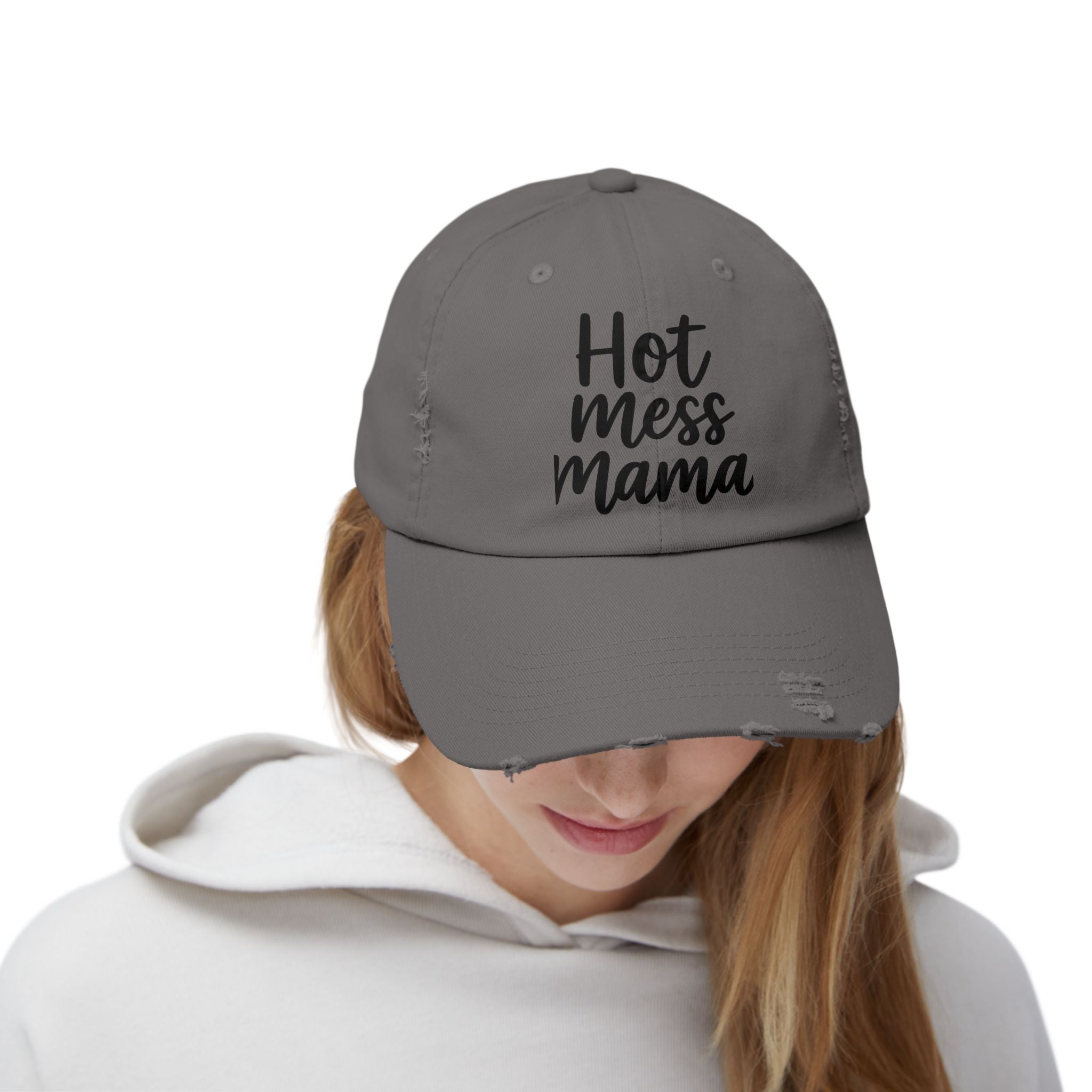 Mama Mode Hot Mess Mama Distressed Cap — Funny Mom Baseball Hat