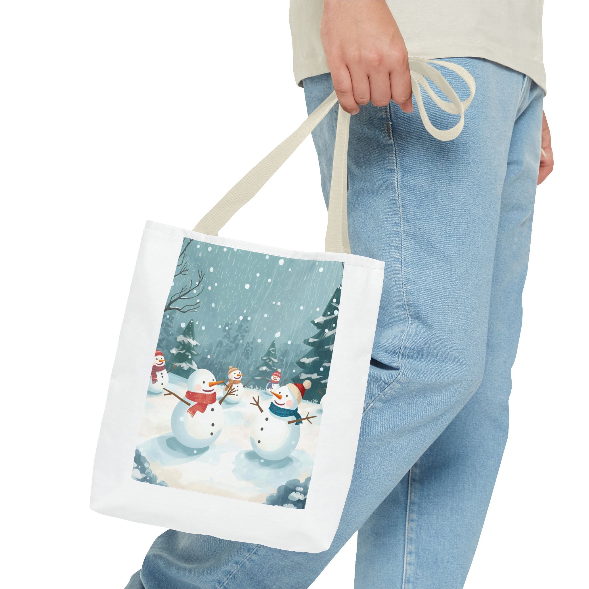 Christmas Winter Wonderland Tote Bag, Snowman Design, Holiday Shopping Bag, Christmas Gift, Reusable Eco Bag, Festive Accessory