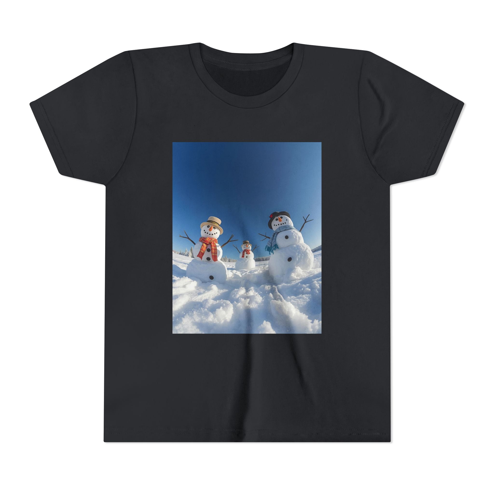 Festive Christmas Snowman Family Youth Short Sleeve Tee