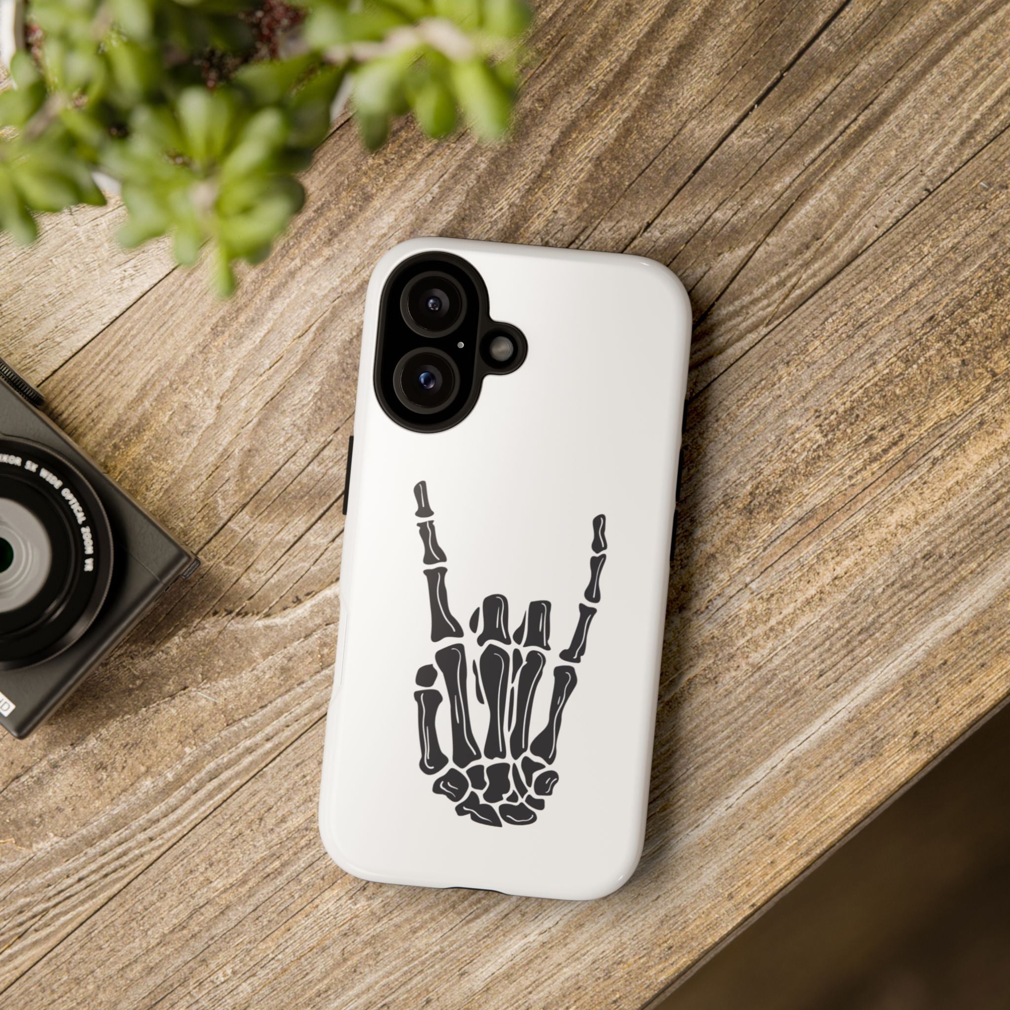 Rock On Skeleton Phone Case, Edgy Phone Cover, Tough Cases for Music Lovers, Halloween Accessories, Gifts for Him